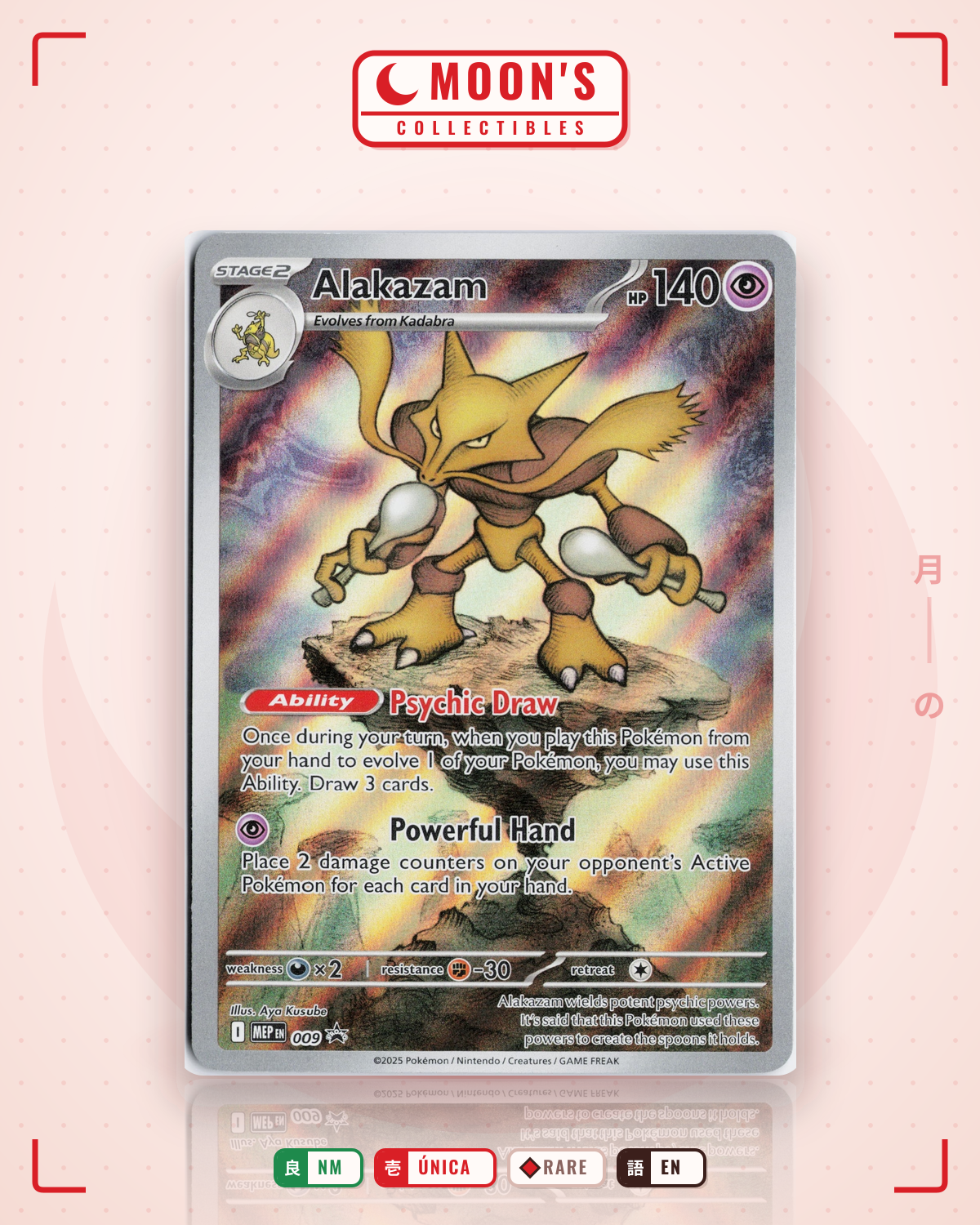 Carta Pokémon Alakazam · Mega Evolution Black Star Promos #009 (NM) — pieza única en Moon's Collectibles México