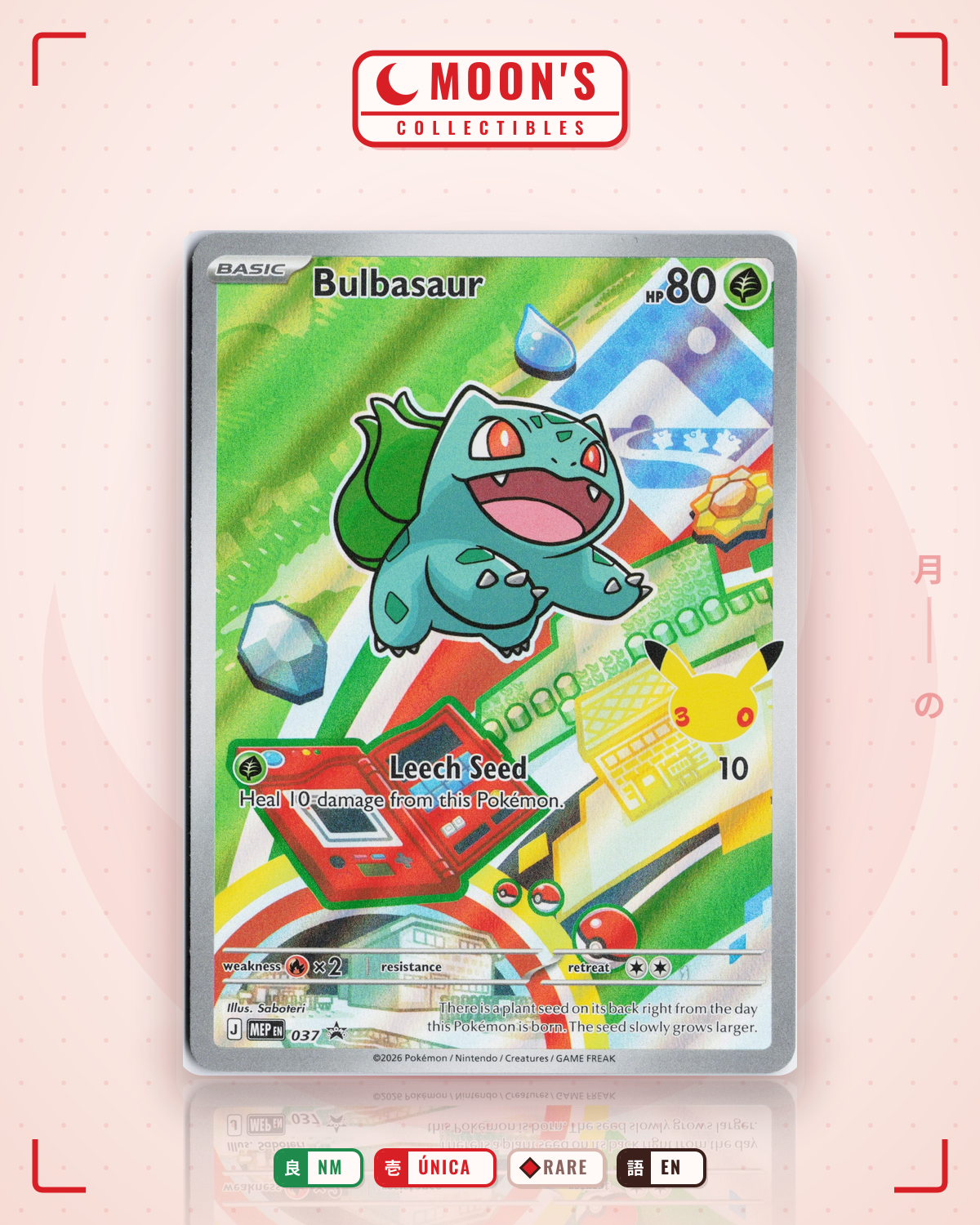 Carta Pokémon Bulbasaur · Mega Evolution Black Star Promos #037 (NM) — pieza única en Moon's Collectibles México