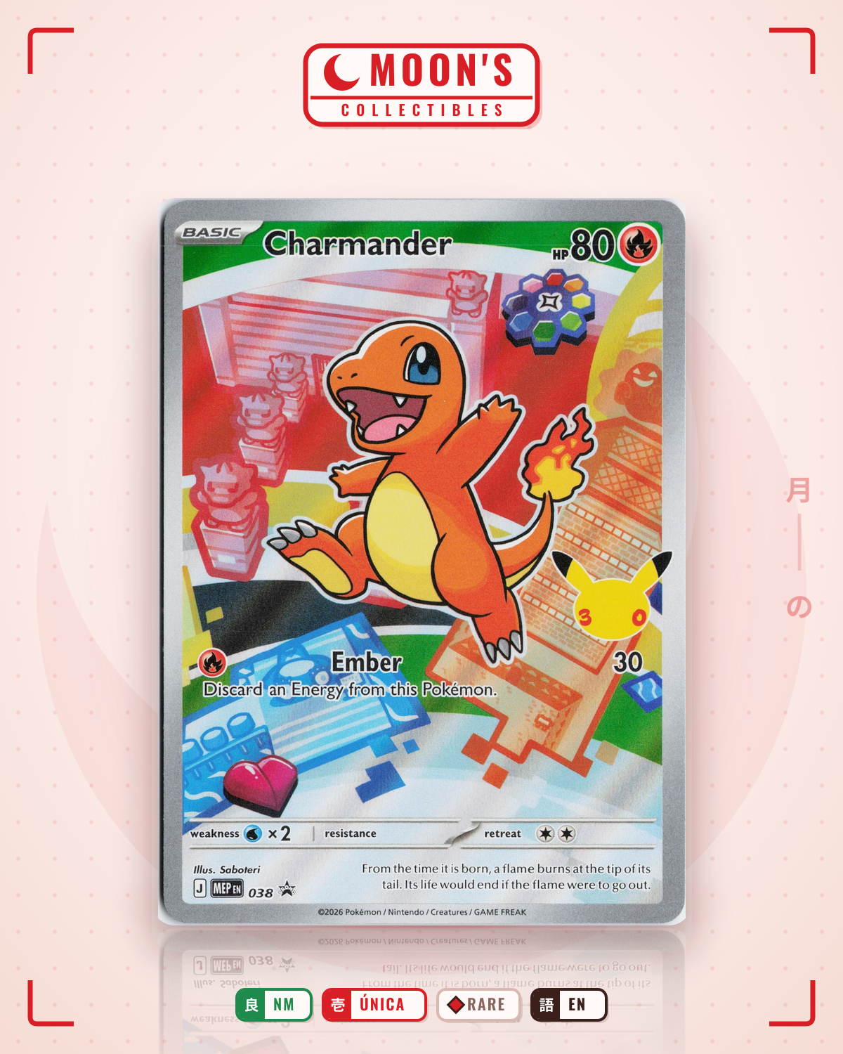 Carta Pokémon Charmander · Mega Evolution Black Star Promos #038 (NM) — pieza única en Moon's Collectibles México