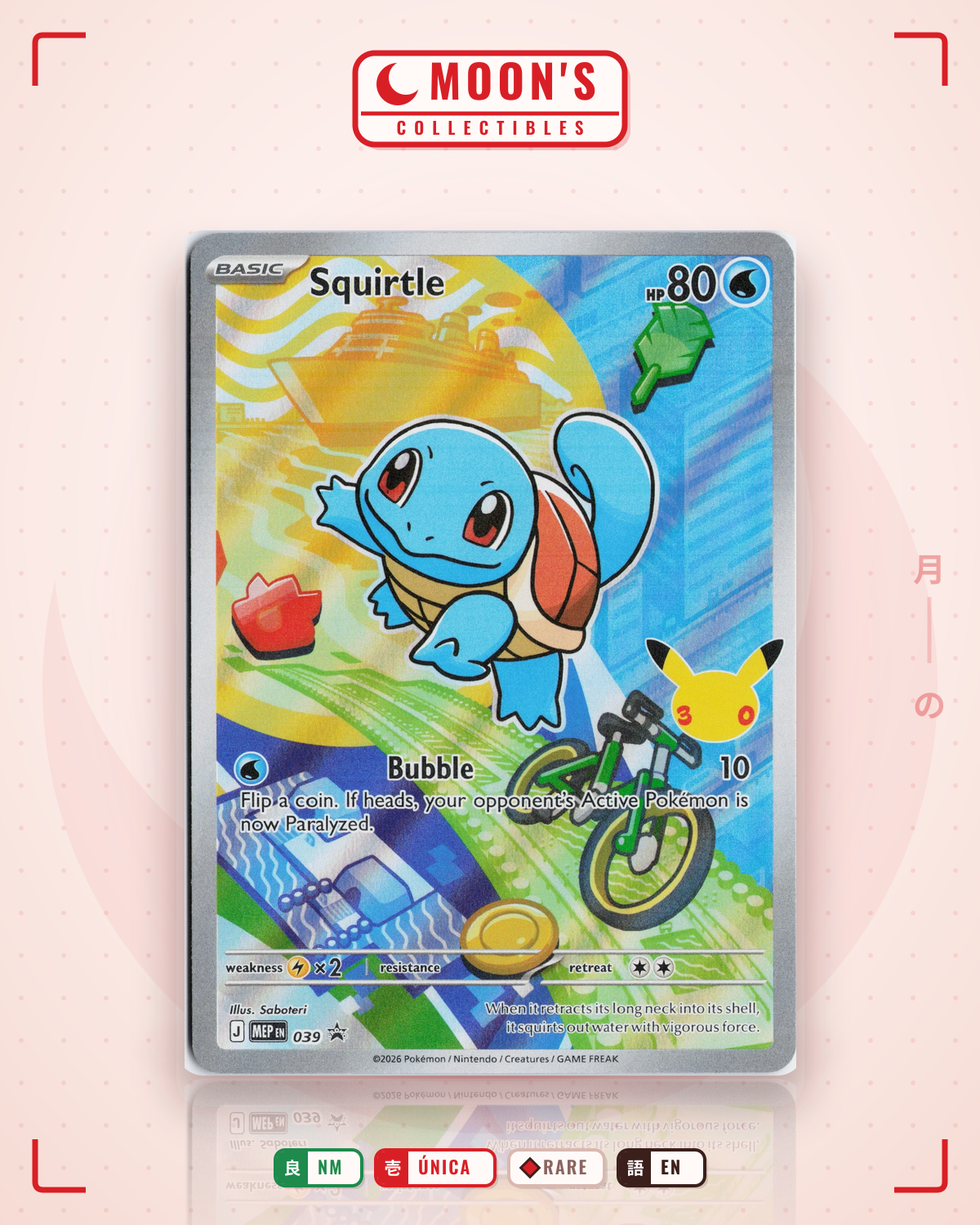 Carta Pokémon Squirtle · Mega Evolution Black Star Promos #039 (NM) — pieza única en Moon's Collectibles México