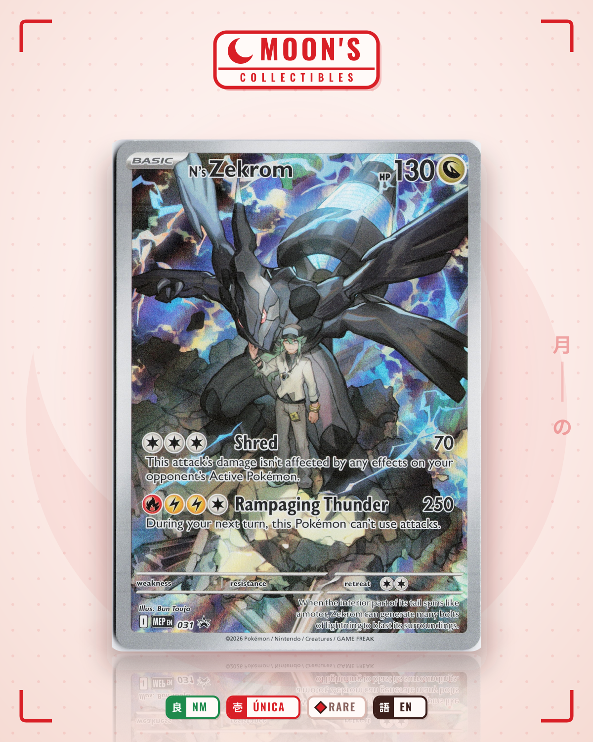 Carta Pokémon N's Zekrom · Mega Evolution Black Star Promos #031 (NM) — pieza única en Moon's Collectibles México