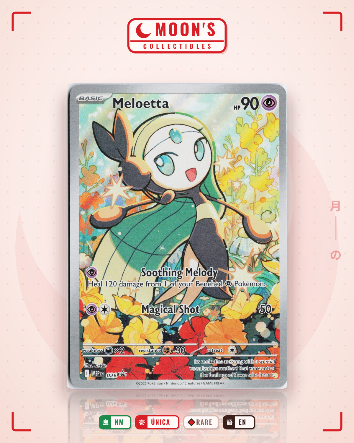 Carta Pokémon Meloetta · Mega Evolution Black Star Promos #026 (NM) — pieza única en Moon's Collectibles México