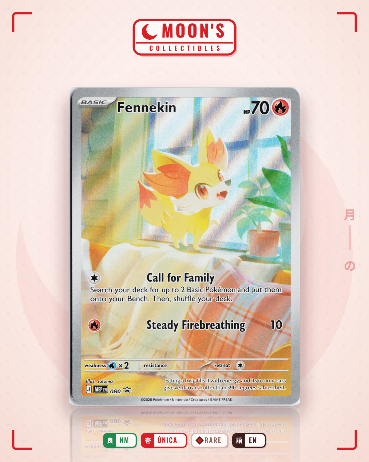 Carta Pokémon Fennekin · Mega Evolution Black Star Promos #080 (NM) — pieza única en Moon's Collectibles México