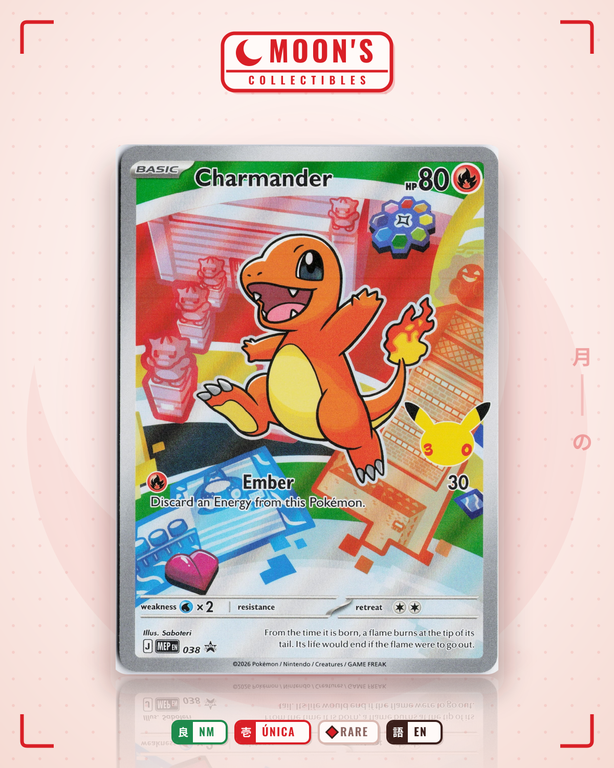 Carta Pokémon Charmander · Mega Evolution Black Star Promos #038 (NM) — pieza única en Moon's Collectibles México