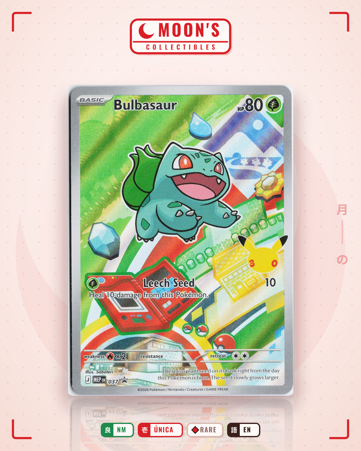 Carta Pokémon Bulbasaur · Mega Evolution Black Star Promos #037 (NM) — pieza única en Moon's Collectibles México