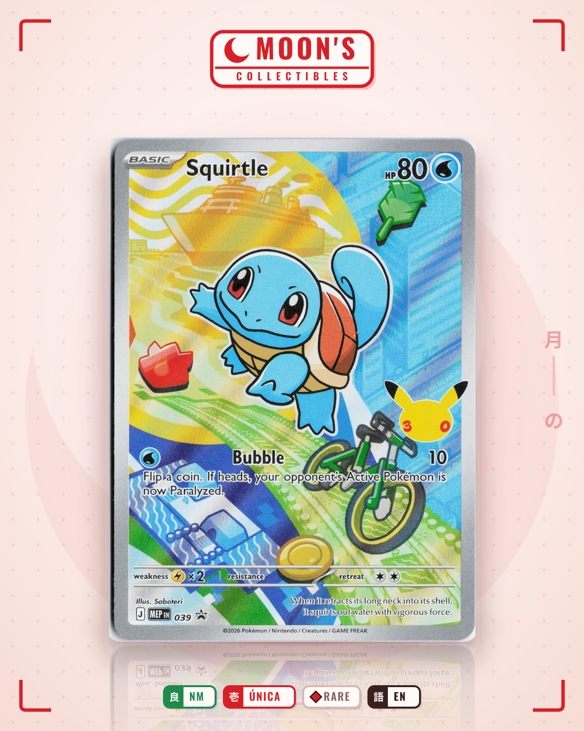 Carta Pokémon Squirtle · Mega Evolution Black Star Promos #039 (NM) — pieza única en Moon's Collectibles México