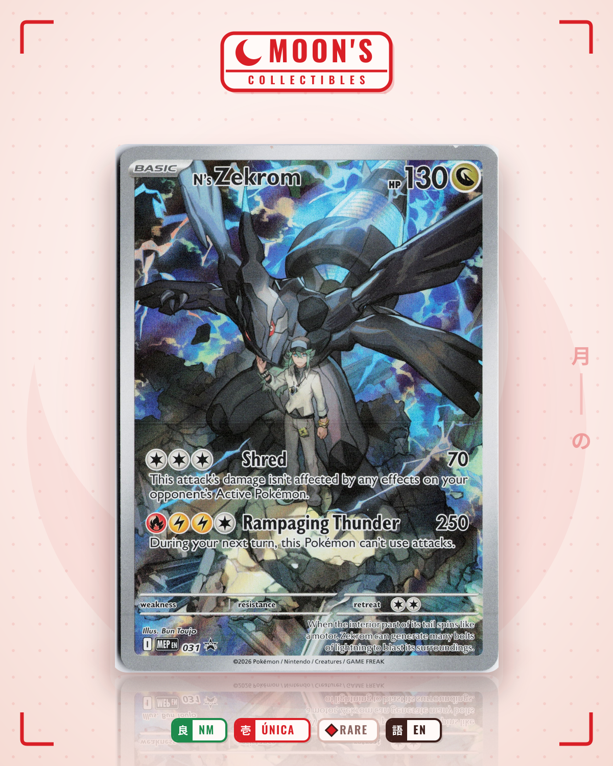Carta Pokémon N's Zekrom · Mega Evolution Black Star Promos #031 (NM) — pieza única en Moon's Collectibles México