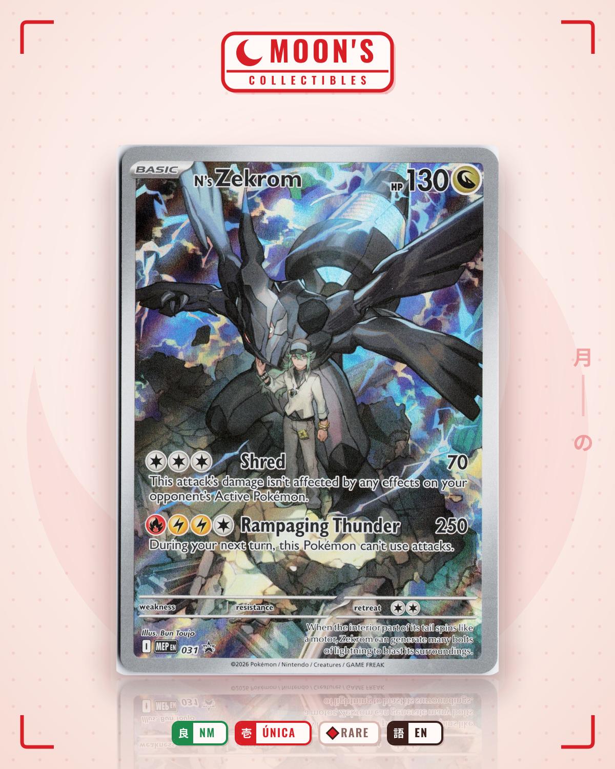 Carta Pokémon N's Zekrom · Mega Evolution Black Star Promos #031 (NM) — pieza única en Moon's Collectibles México