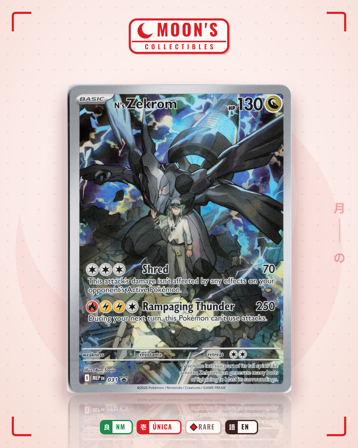 Carta Pokémon N's Zekrom · Mega Evolution Black Star Promos #031 (NM) — pieza única en Moon's Collectibles México