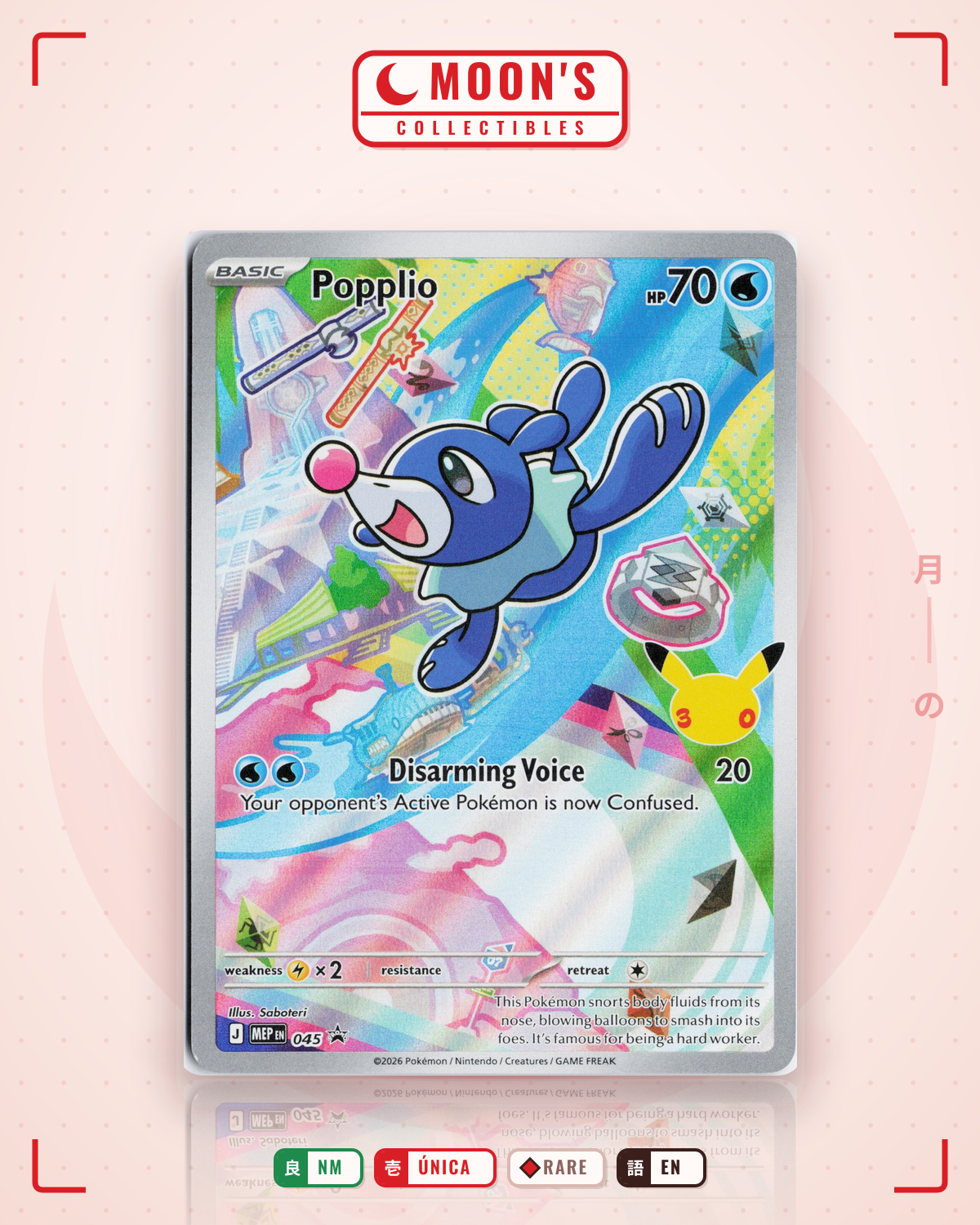 Carta Pokémon Popplio · Mega Evolution Black Star Promos #045 (NM) — pieza única en Moon's Collectibles México