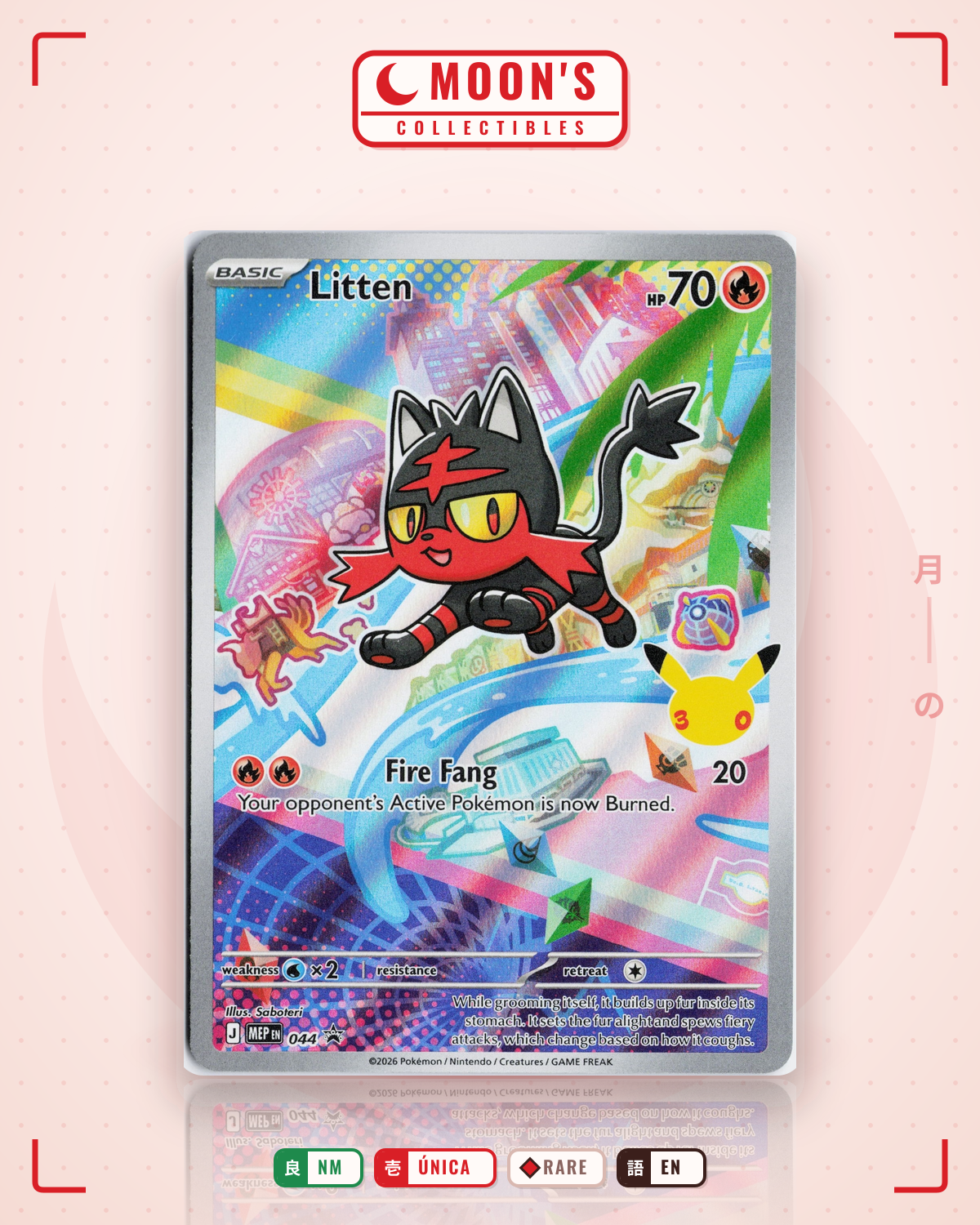 Carta Pokémon Litten · Mega Evolution Black Star Promos #044 (NM) — pieza única en Moon's Collectibles México