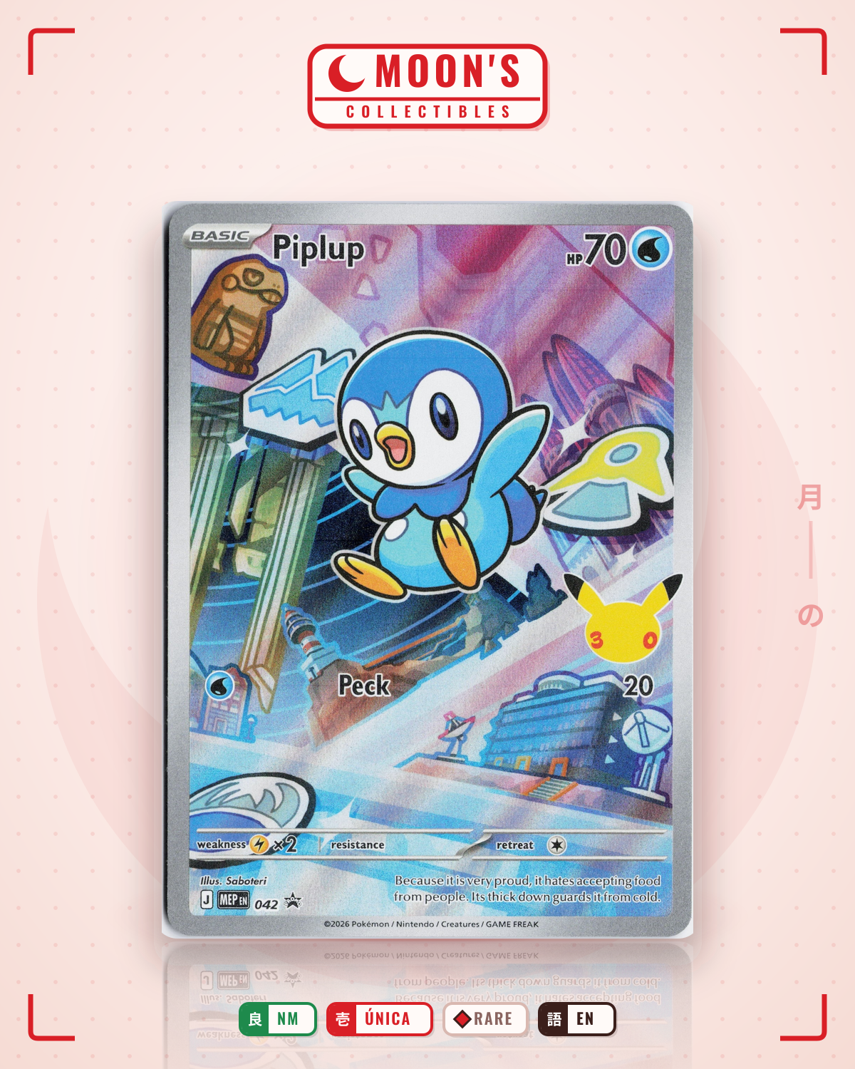 Carta Pokémon Piplup · Mega Evolution Black Star Promos #042 (NM) — pieza única en Moon's Collectibles México