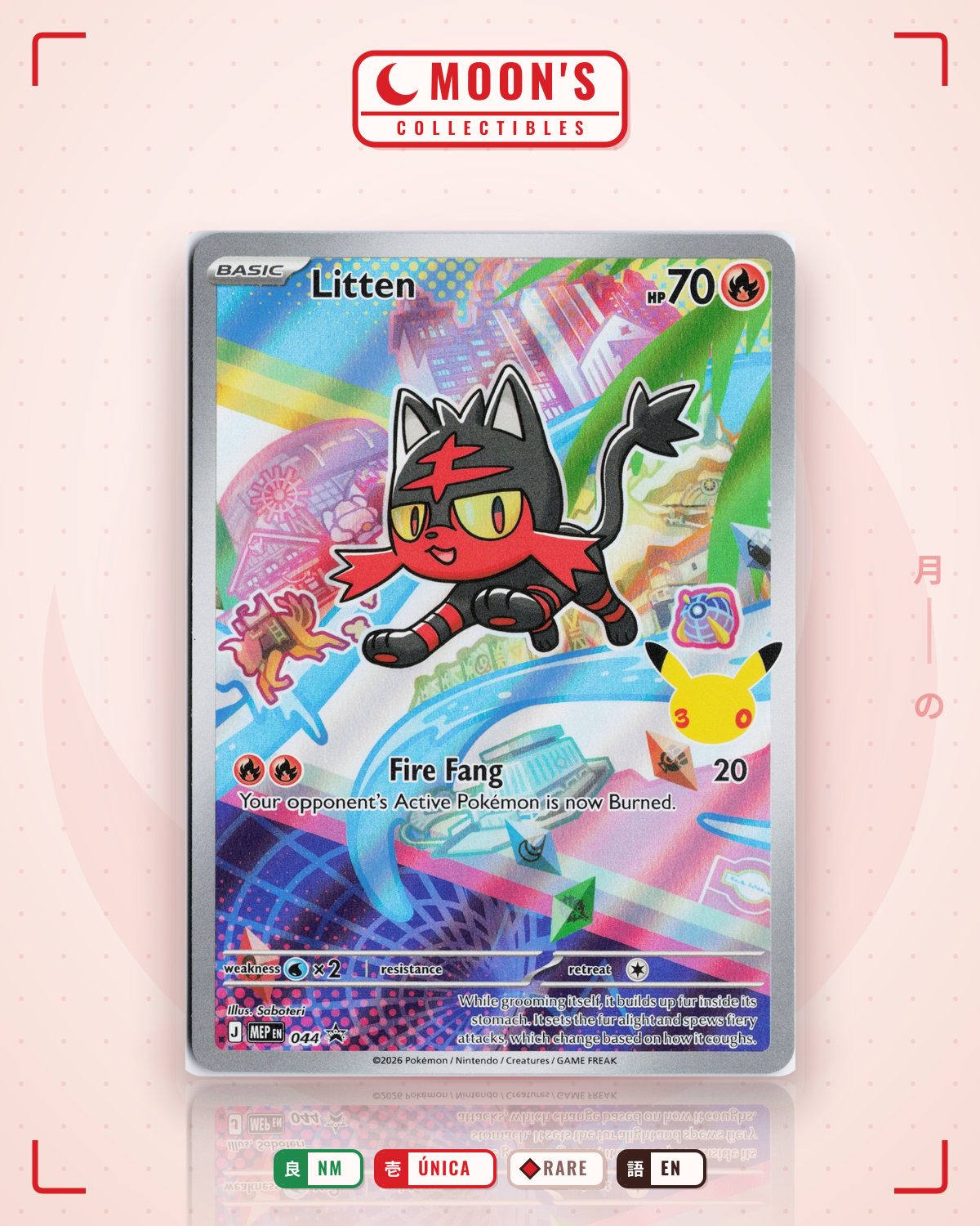Carta Pokémon Litten · Mega Evolution Black Star Promos #044 (NM) — pieza única en Moon's Collectibles México