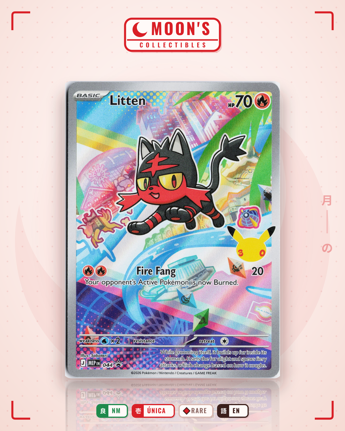 Carta Pokémon Litten · Mega Evolution Black Star Promos #044 (NM) — pieza única en Moon's Collectibles México