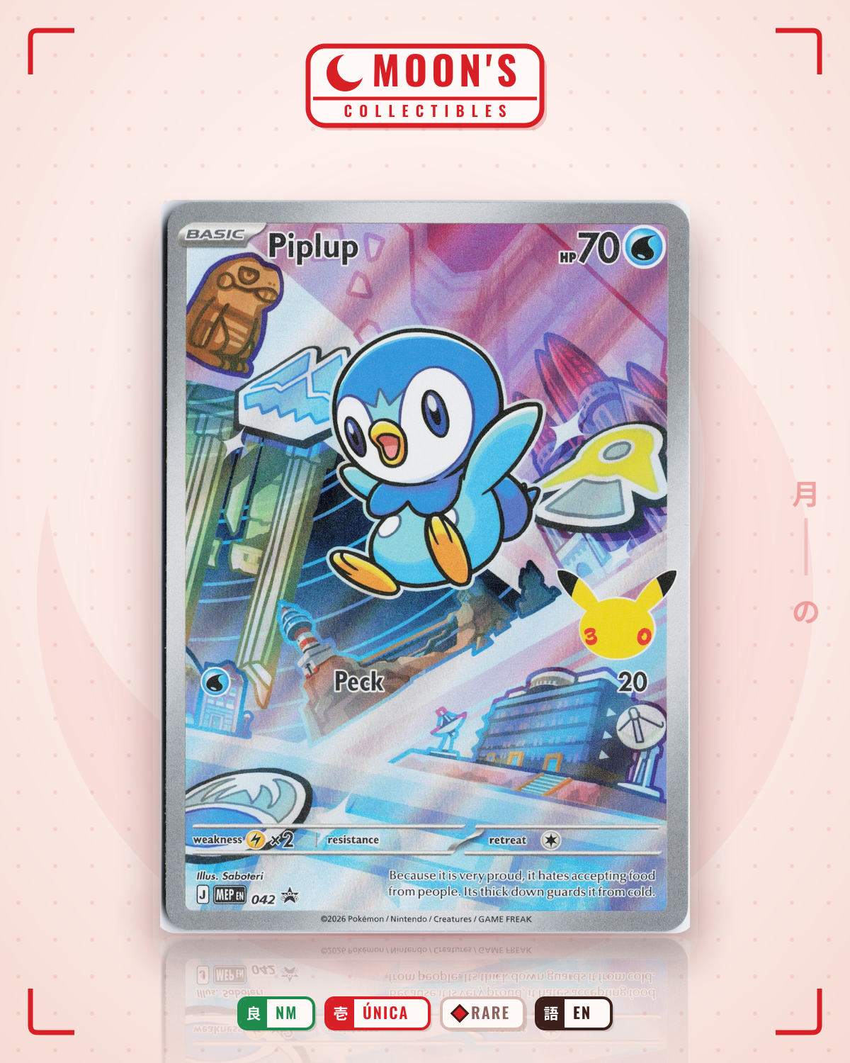 Carta Pokémon Piplup · Mega Evolution Black Star Promos #042 (NM) — pieza única en Moon's Collectibles México