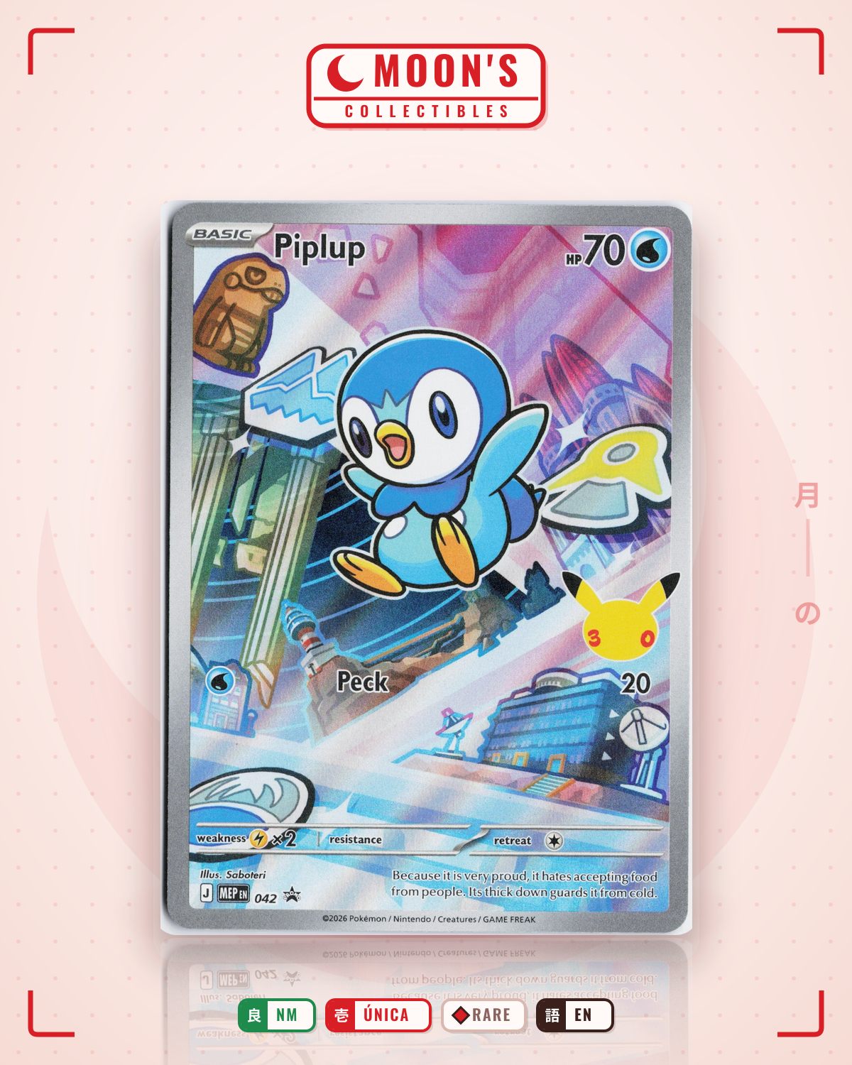 Carta Pokémon Piplup · Mega Evolution Black Star Promos #042 (NM) — pieza única en Moon's Collectibles México