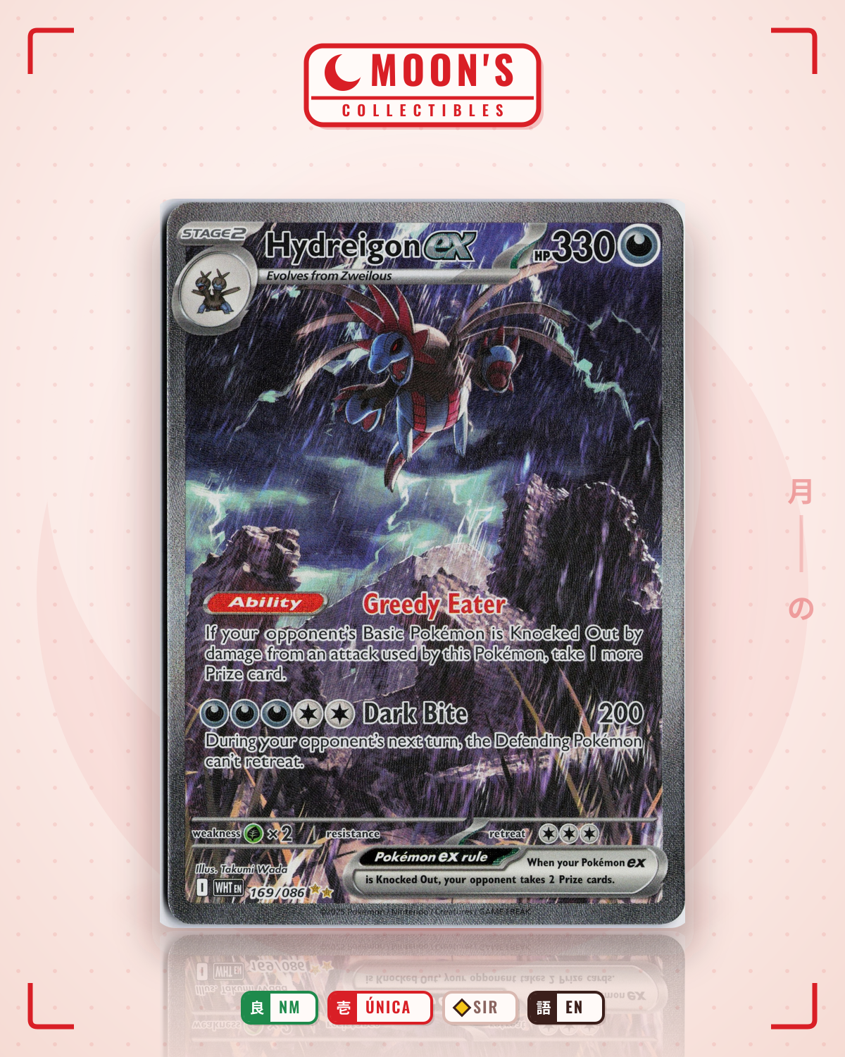 Carta Pokémon Hydreigon ex · White Flare #169/086 (NM) — pieza única en Moon's Collectibles México