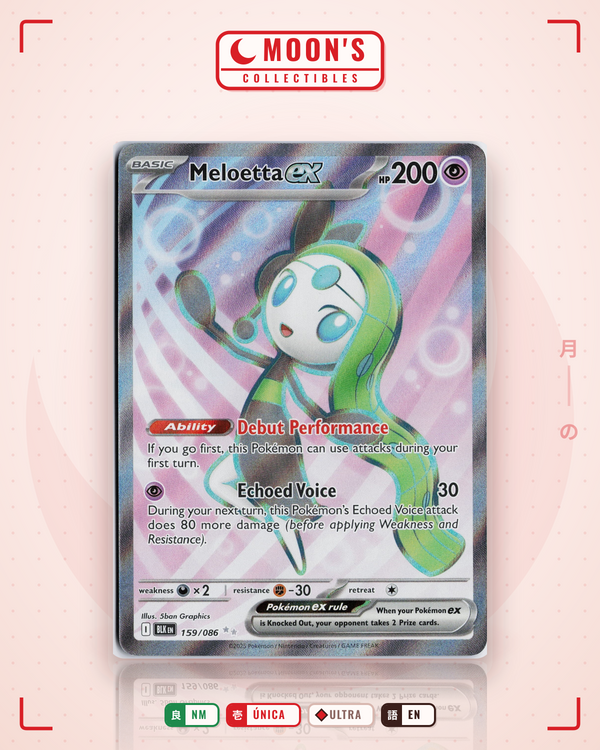 Carta Pokémon Meloetta ex · Black Bolt #159/086 (NM) — pieza única en Moon's Collectibles México