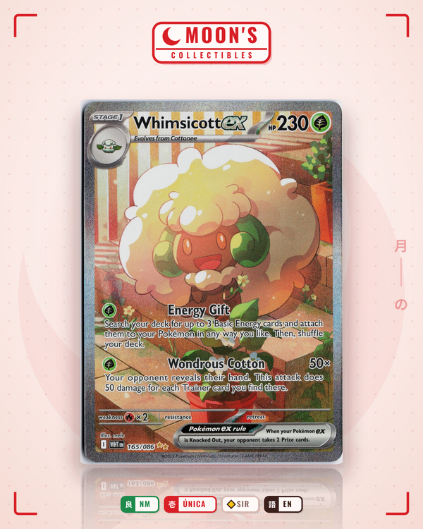 Carta Pokémon Whimsicott ex · White Flare #165/086 (NM) — pieza única en Moon's Collectibles México