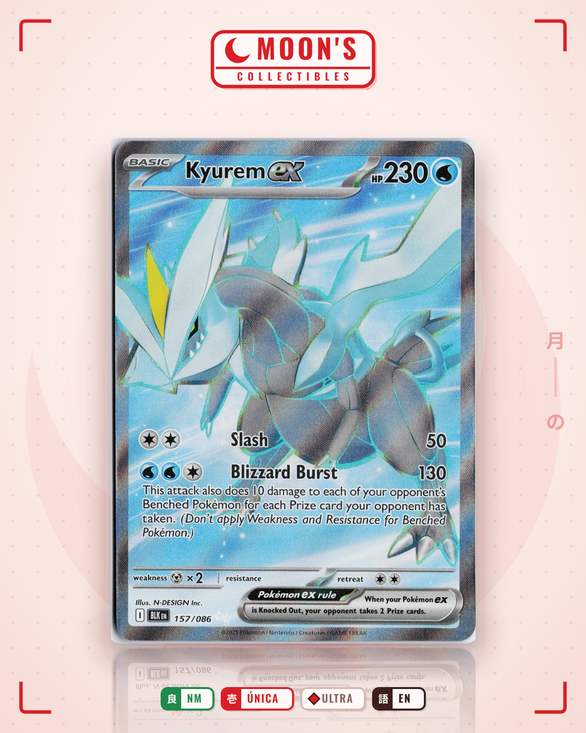 Carta Pokémon Kyurem ex · Black Bolt #157/086 (NM) — pieza única en Moon's Collectibles México