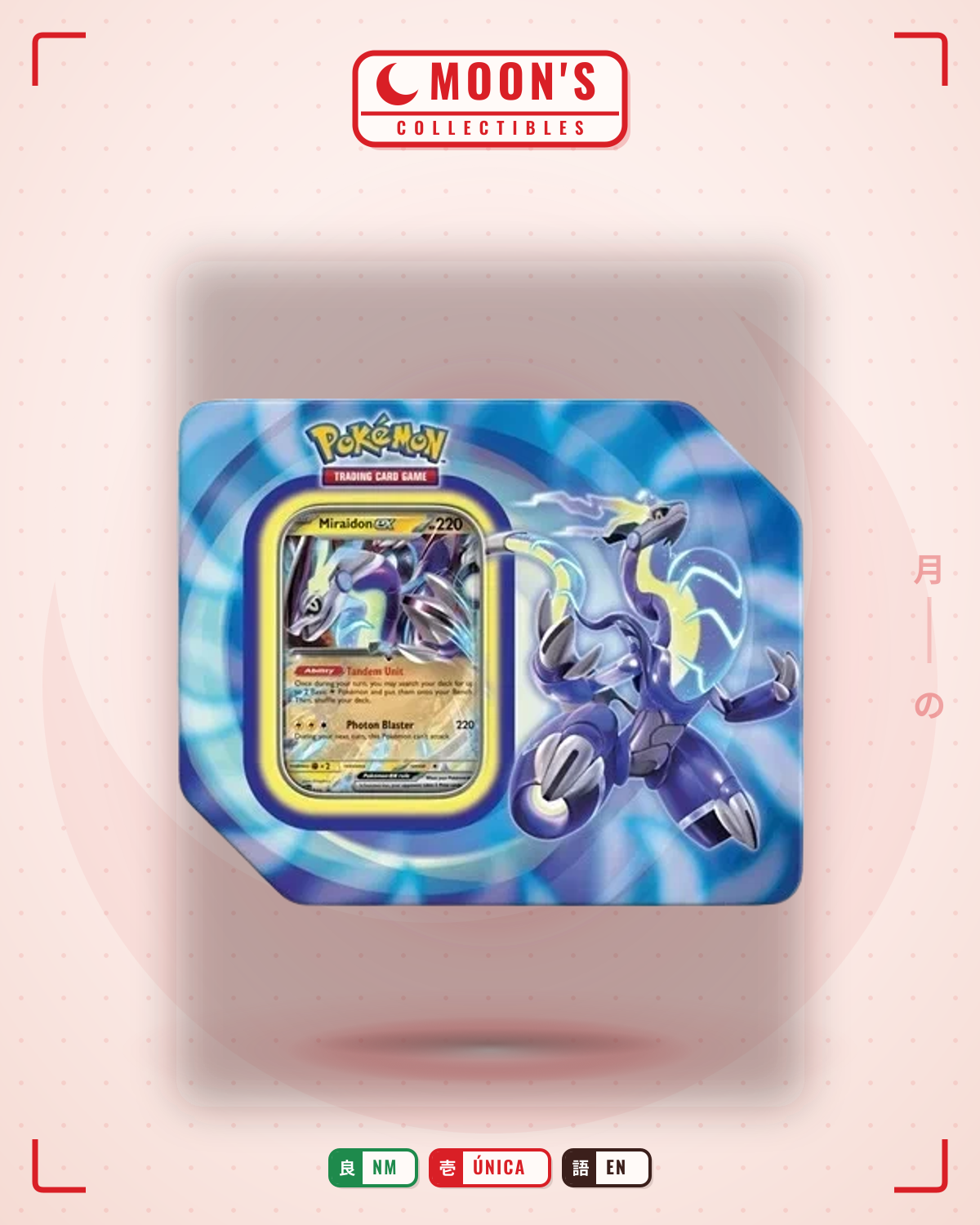 Carta Pokémon Paldea Legends Tin · Miraidon EX #001 (NM) — pieza única en Moon's Collectibles México