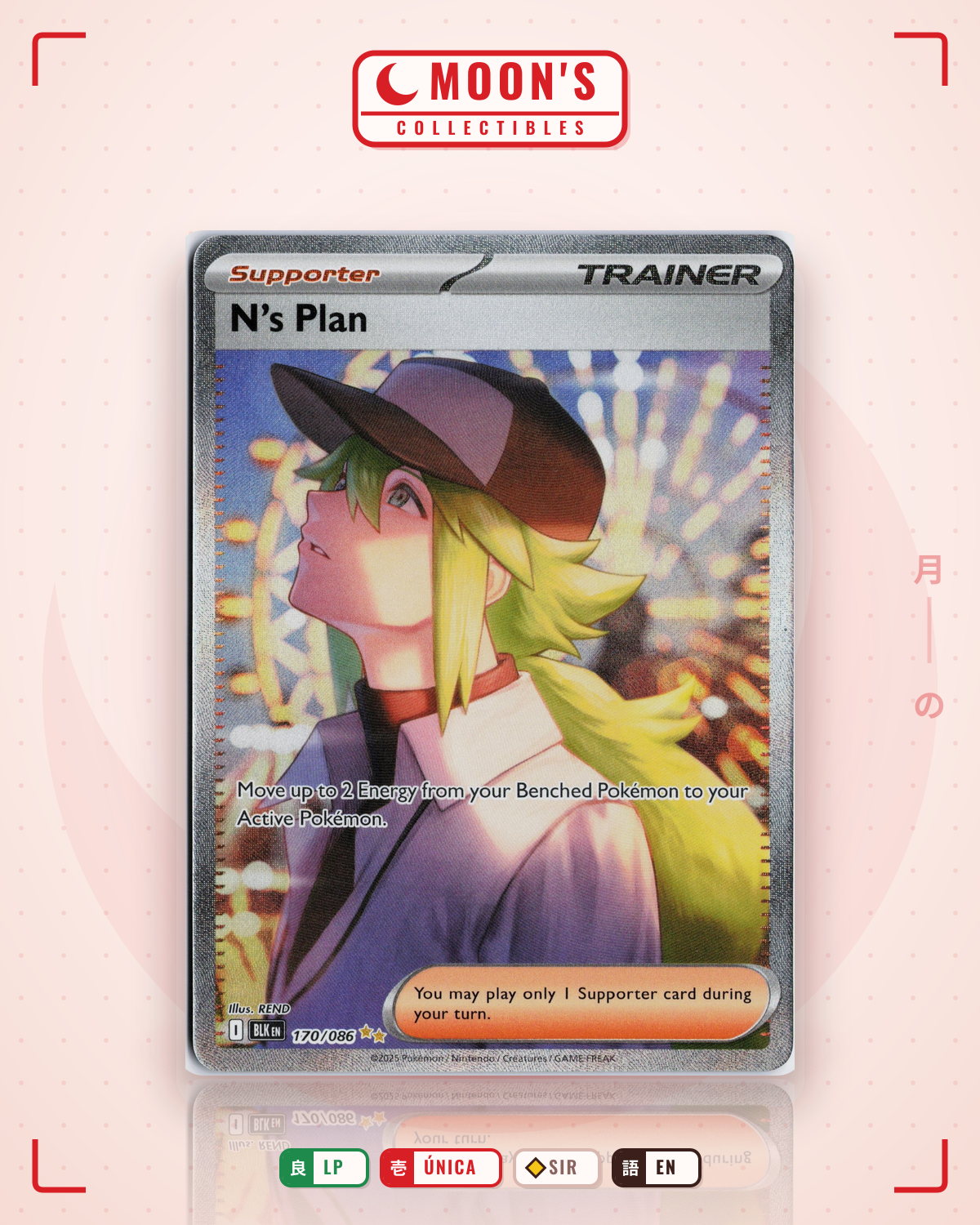 Carta Pokémon N's Plan · Black Bolt #170/086 (LP) — pieza única en Moon's Collectibles México