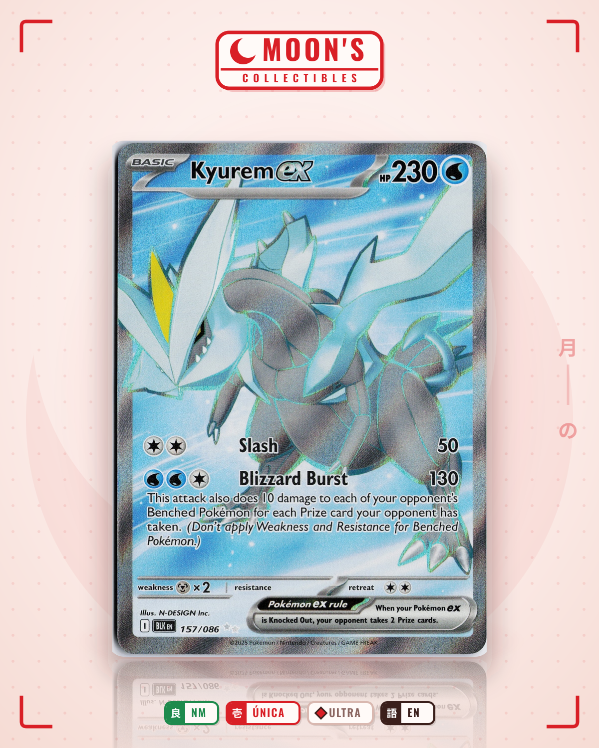Carta Pokémon Kyurem ex · Black Bolt #157/086 (NM) — pieza única en Moon's Collectibles México