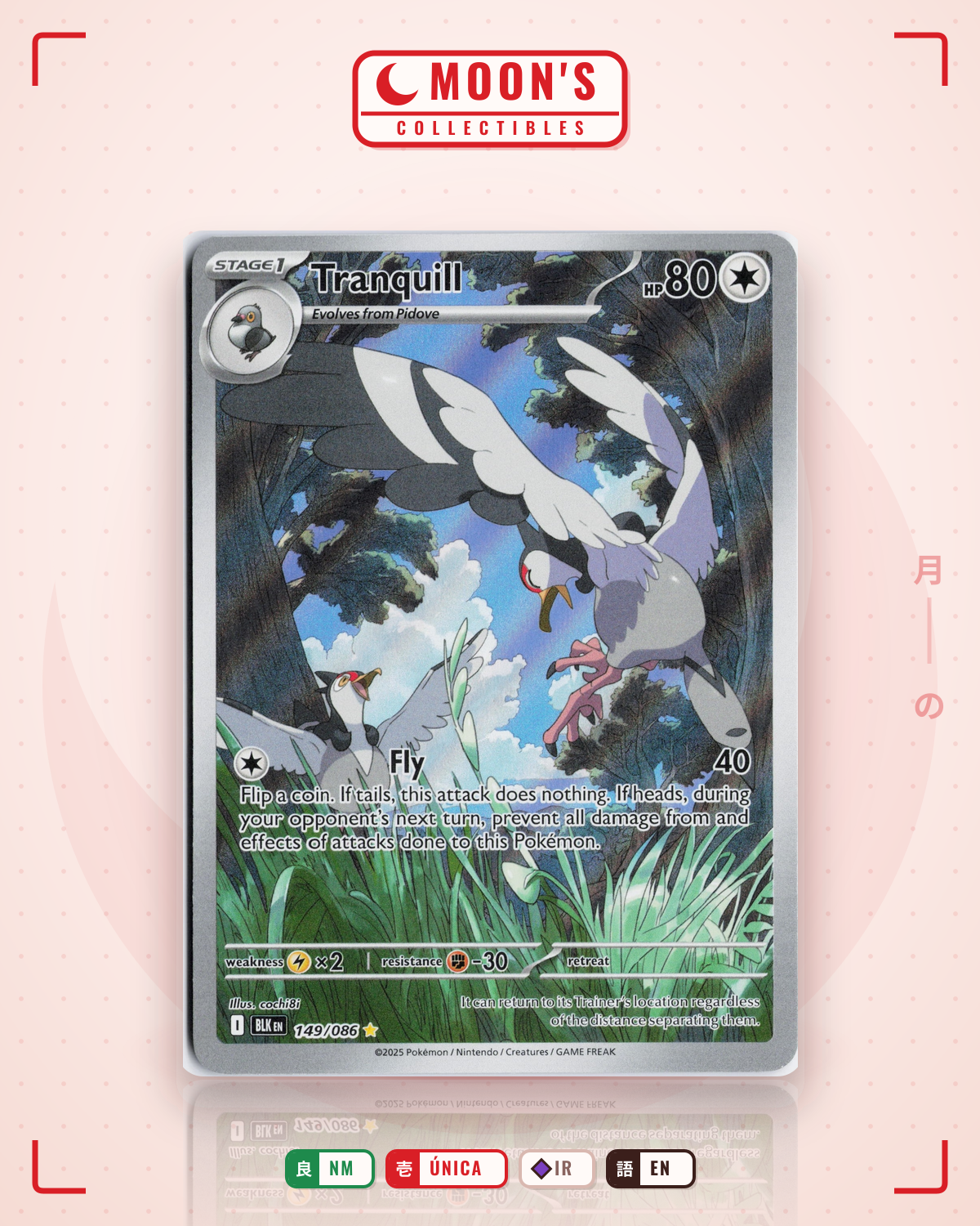 Carta Pokémon Tranquill · Black Bolt #149/086 (NM) — pieza única en Moon's Collectibles México