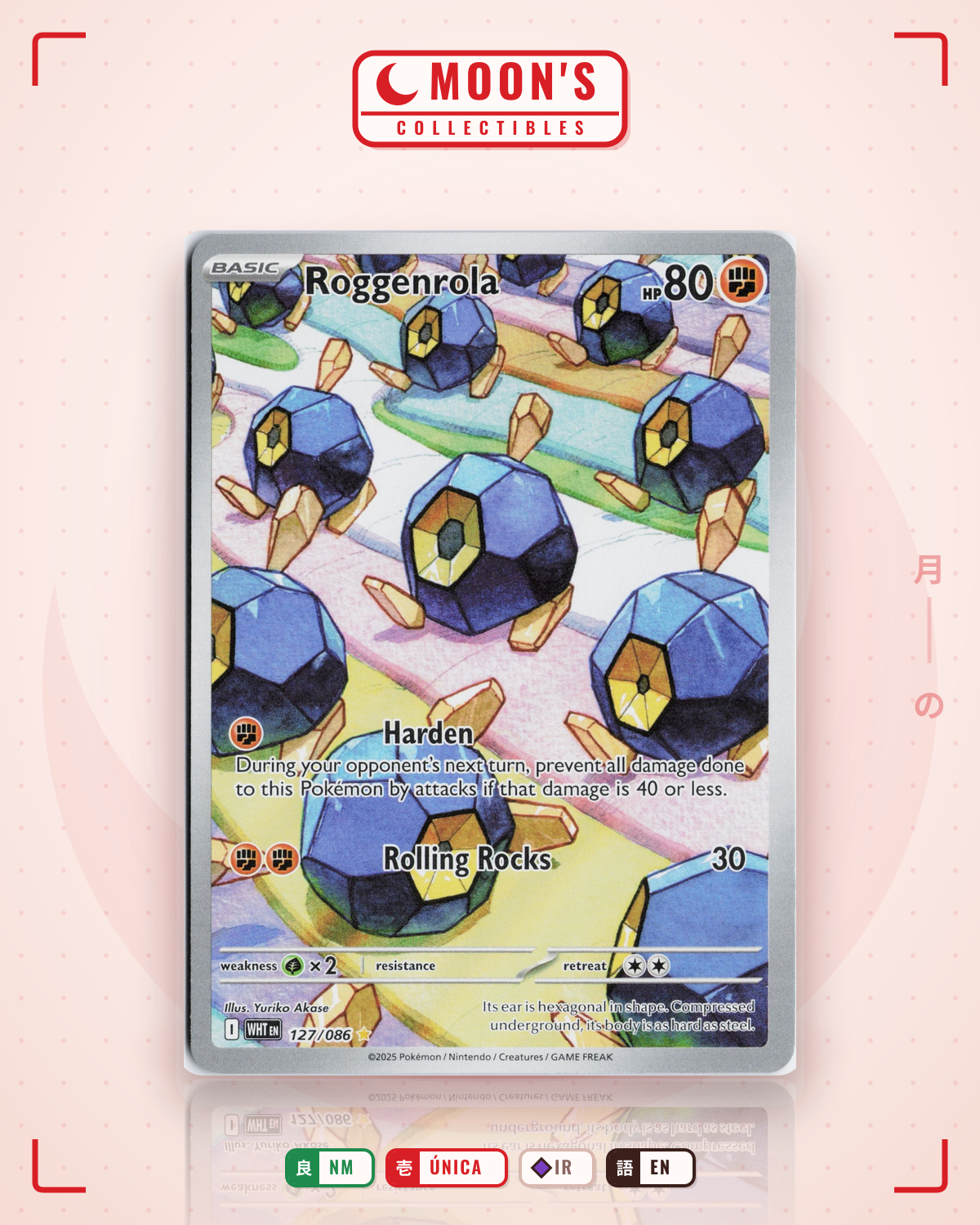 Carta Pokémon Roggenrola · White Flare #127/086 (NM) — pieza única en Moon's Collectibles México