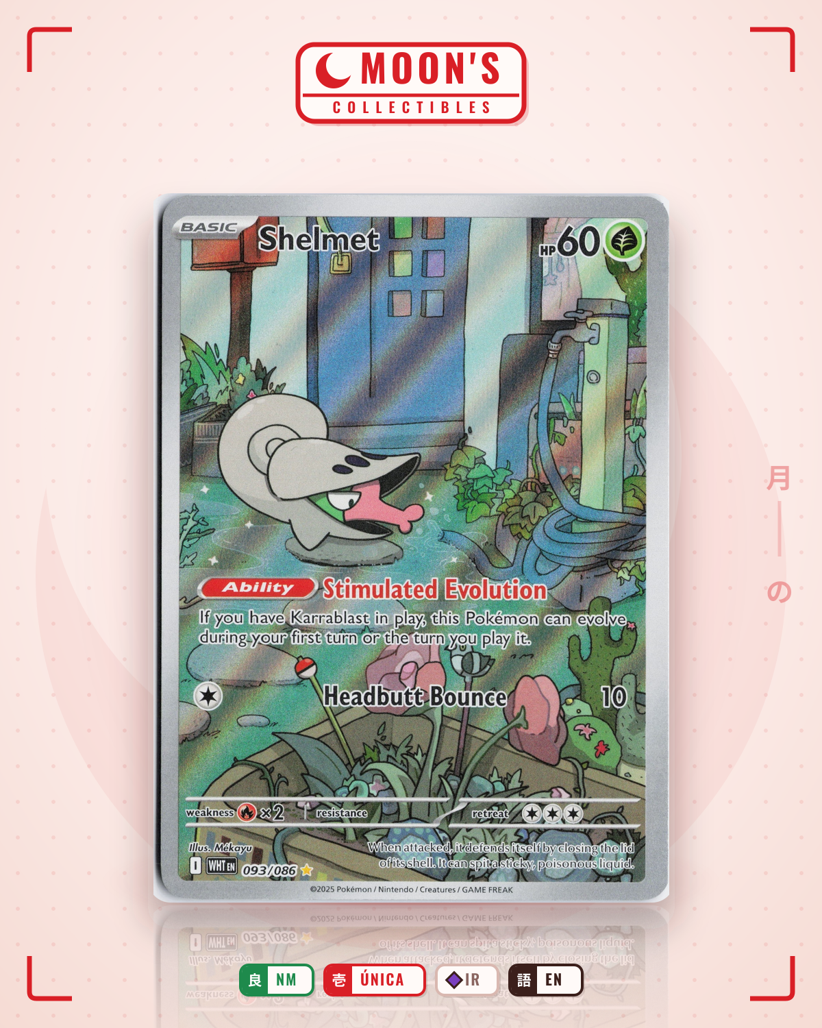 Carta Pokémon Shelmet · White Flare #093/086 (NM) — pieza única en Moon's Collectibles México