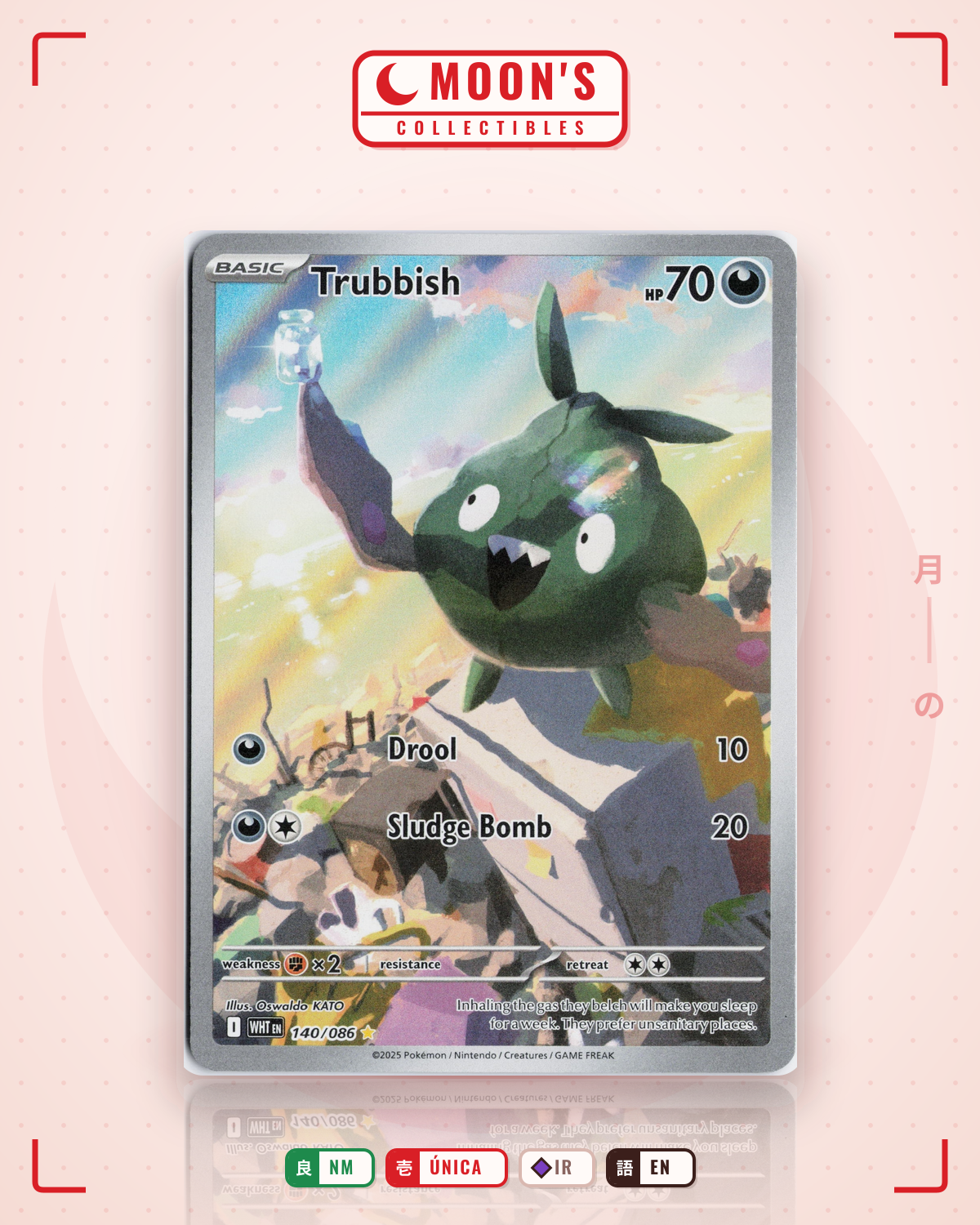 Carta Pokémon Trubbish · White Flare #140/086 (NM) — pieza única en Moon's Collectibles México