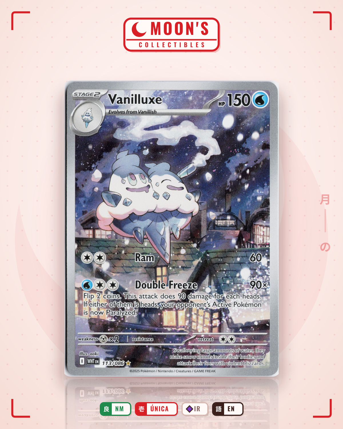 Carta Pokémon Vanilluxe · White Flare #113/086 (NM) — pieza única en Moon's Collectibles México