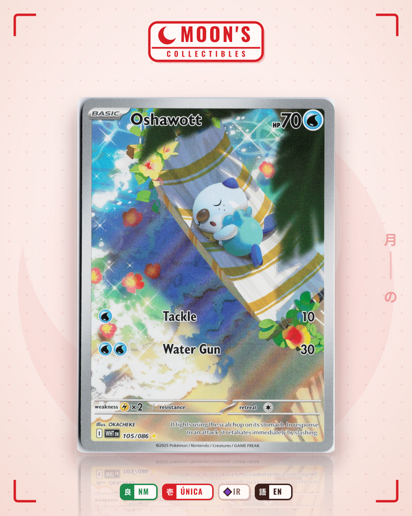 Carta Pokémon Oshawott · White Flare #105/086 (NM) — pieza única en Moon's Collectibles México
