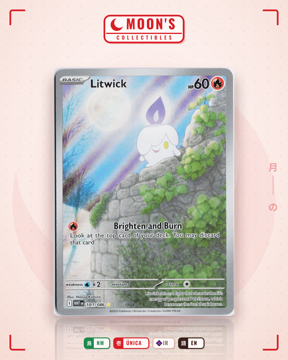Carta Pokémon Litwick · White Flare #101/086 (NM) — pieza única en Moon's Collectibles México