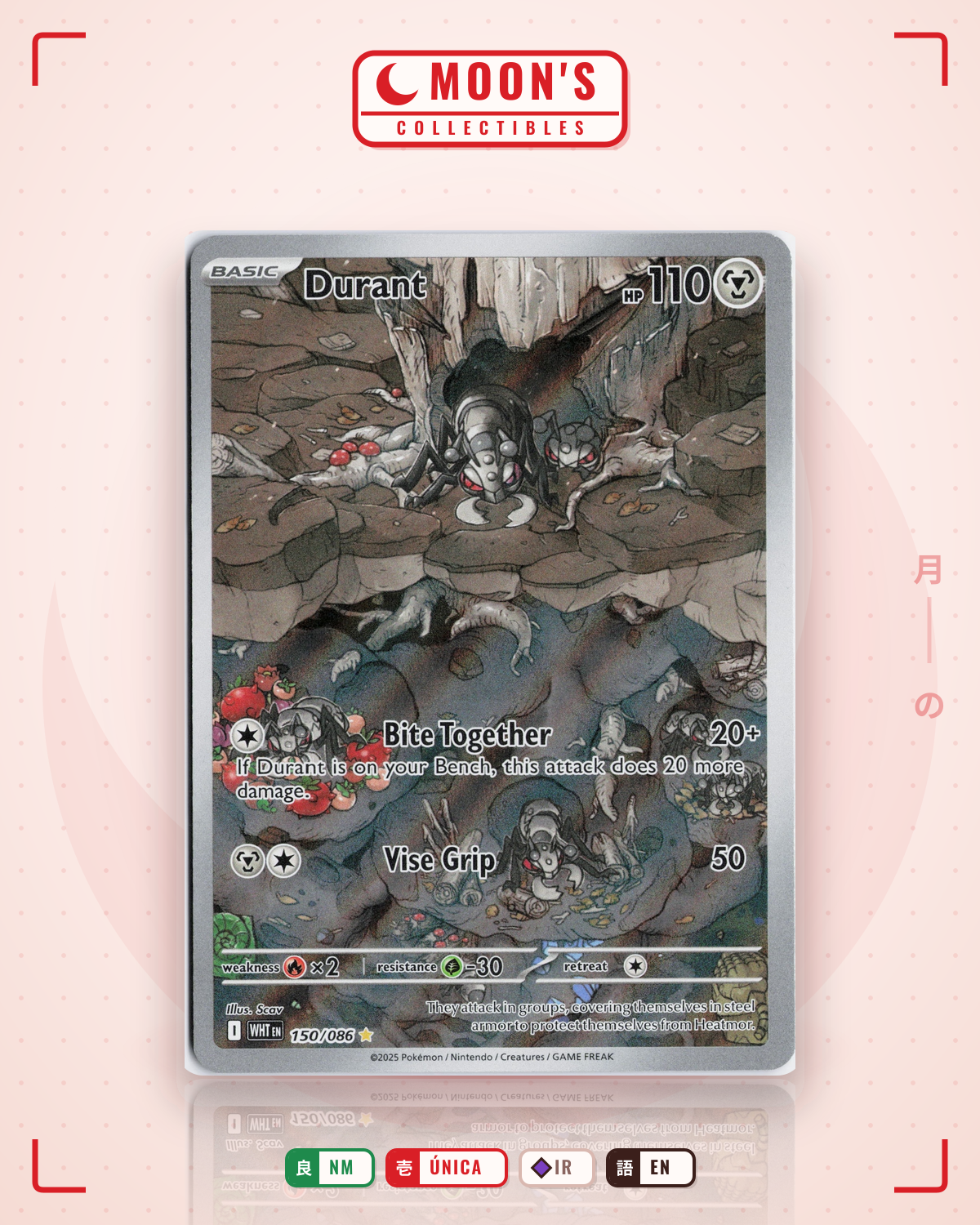 Carta Pokémon Durant · White Flare #150/086 (NM) — pieza única en Moon's Collectibles México