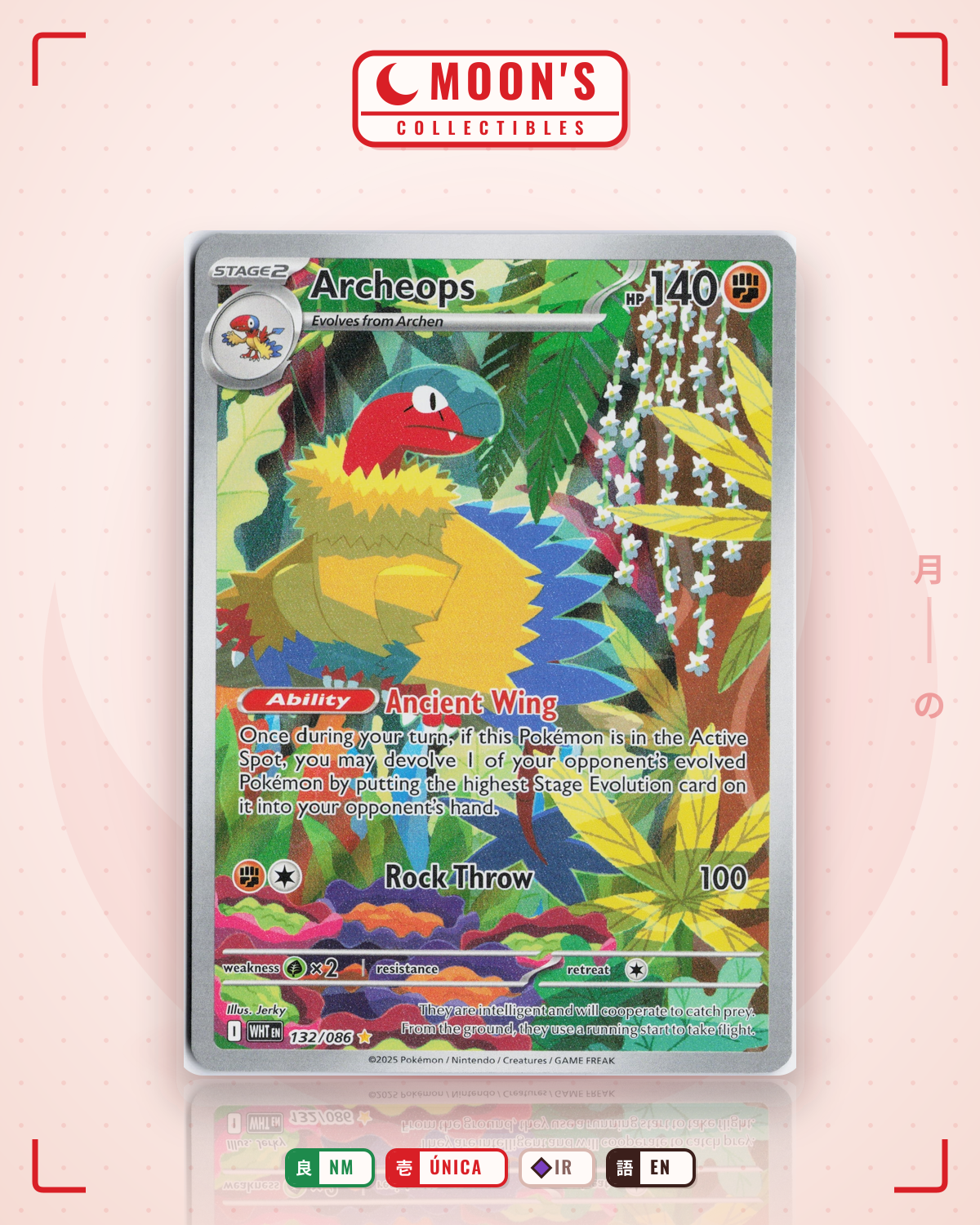 Carta Pokémon Archeops · White Flare #132/086 (NM) — pieza única en Moon's Collectibles México