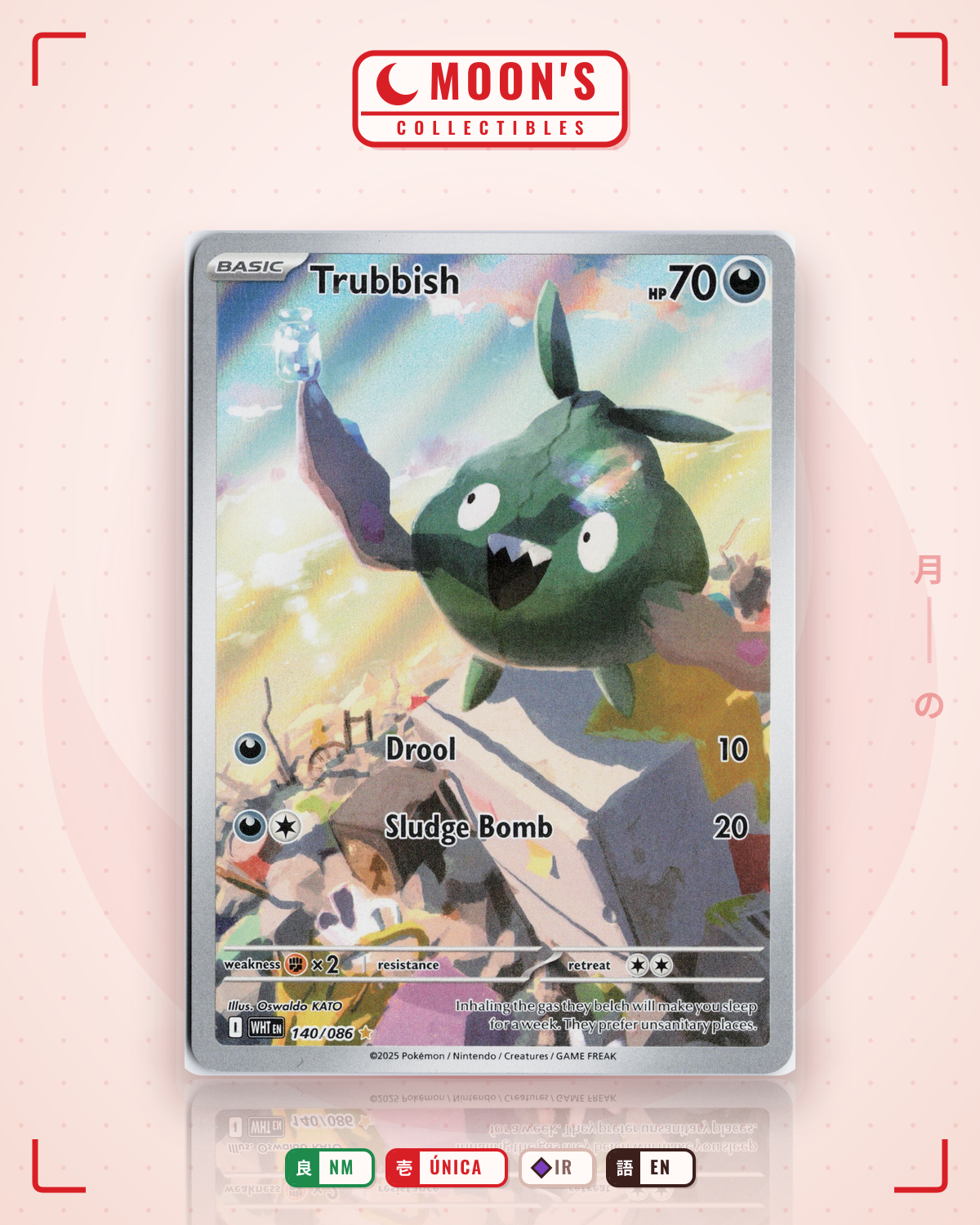 Carta Pokémon Trubbish · White Flare #140/086 (NM) — pieza única en Moon's Collectibles México