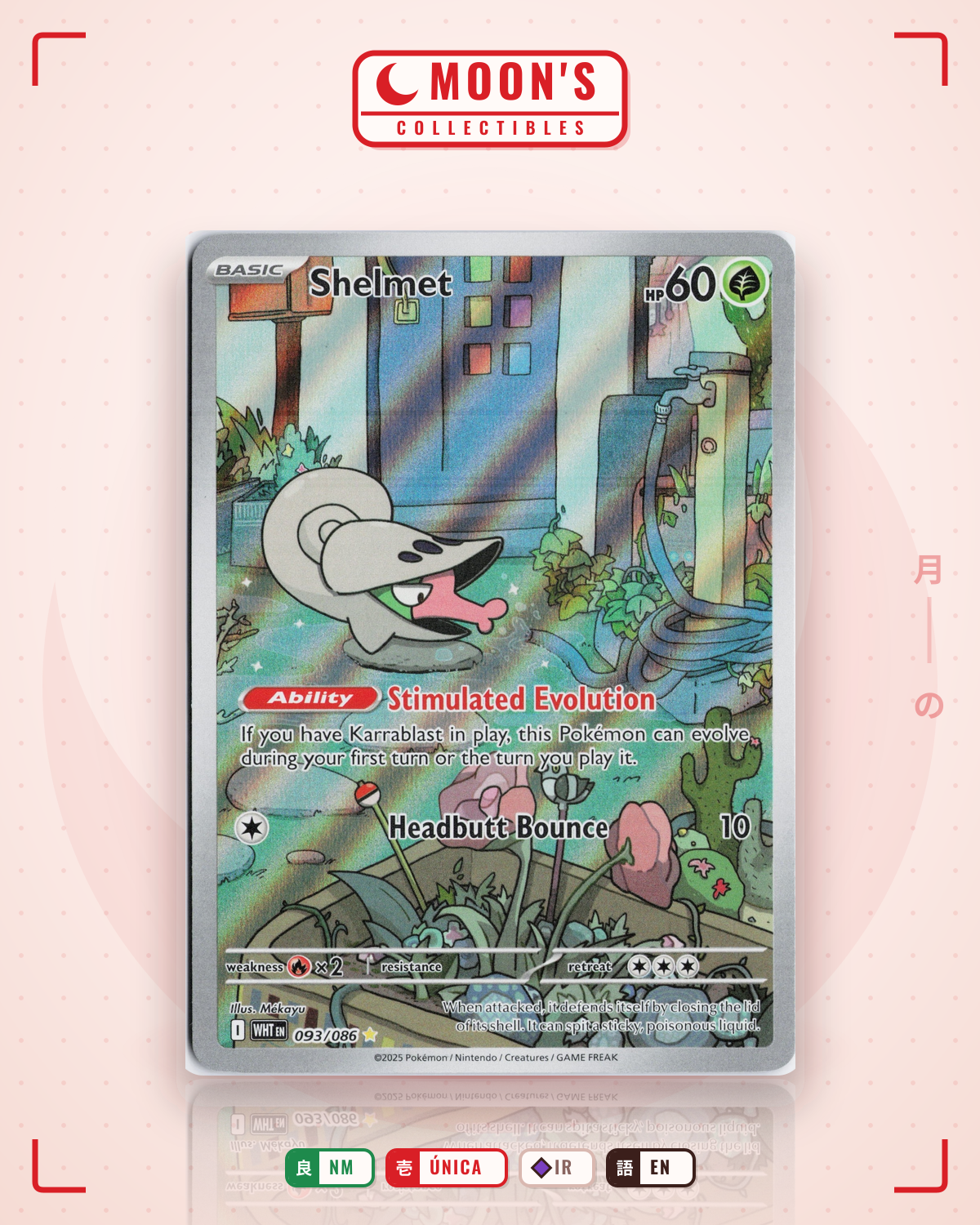 Carta Pokémon Shelmet · White Flare #093/086 (NM) — pieza única en Moon's Collectibles México