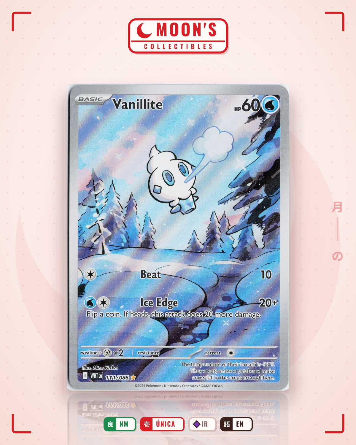 Carta Pokémon Vanillite · White Flare #111/086 (NM) — pieza única en Moon's Collectibles México