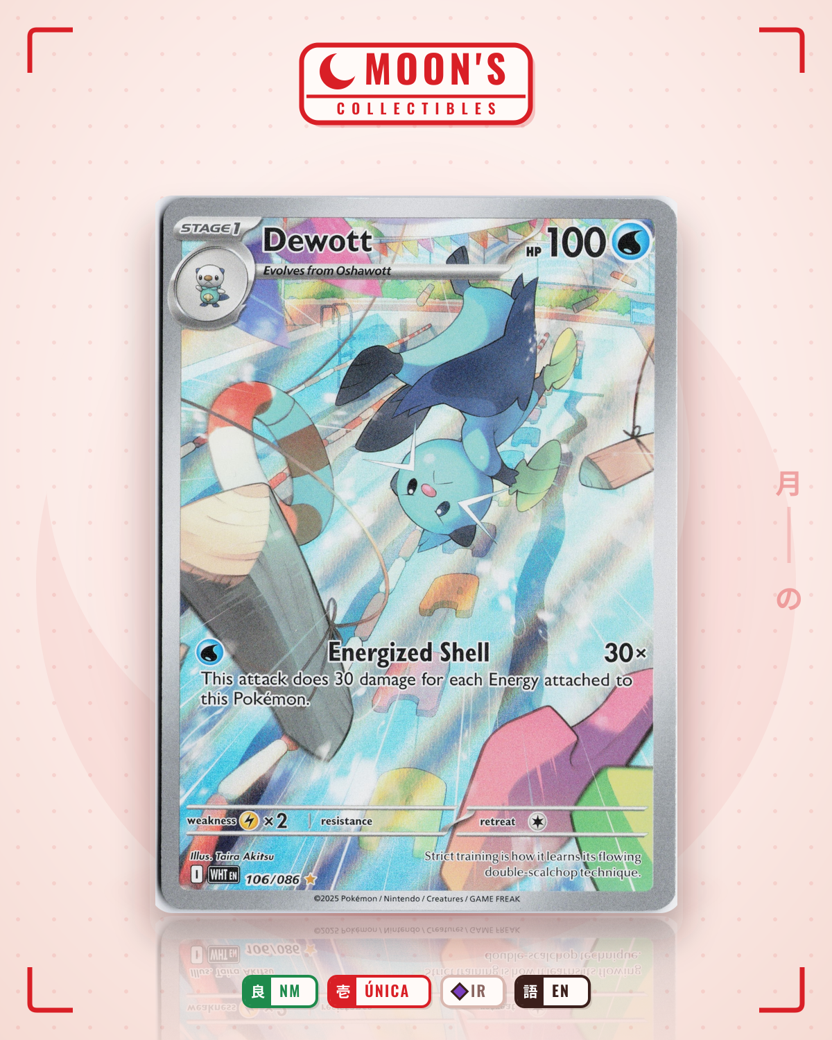 Carta Pokémon Dewott · White Flare #106/086 (NM) — pieza única en Moon's Collectibles México