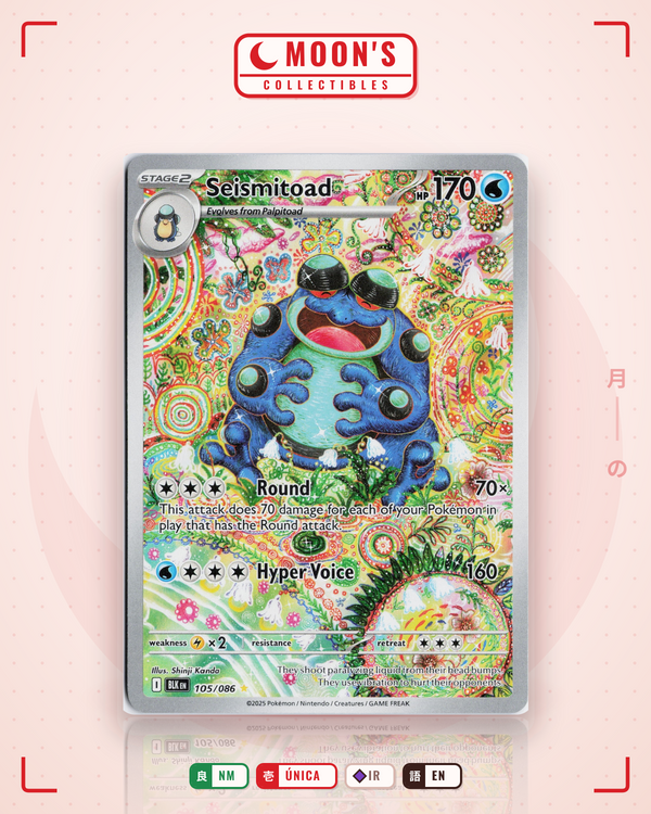 Carta Pokémon Seismitoad · Black Bolt #105/086 (NM) — pieza única en Moon's Collectibles México