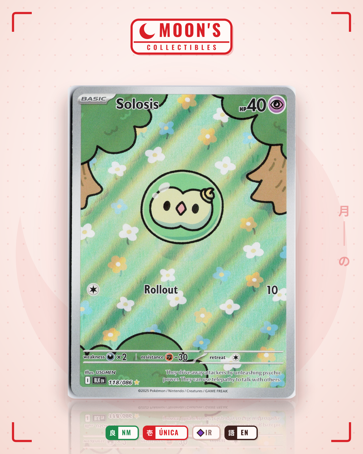 Carta Pokémon Solosis · Black Bolt #118/086 (NM) — pieza única en Moon's Collectibles México