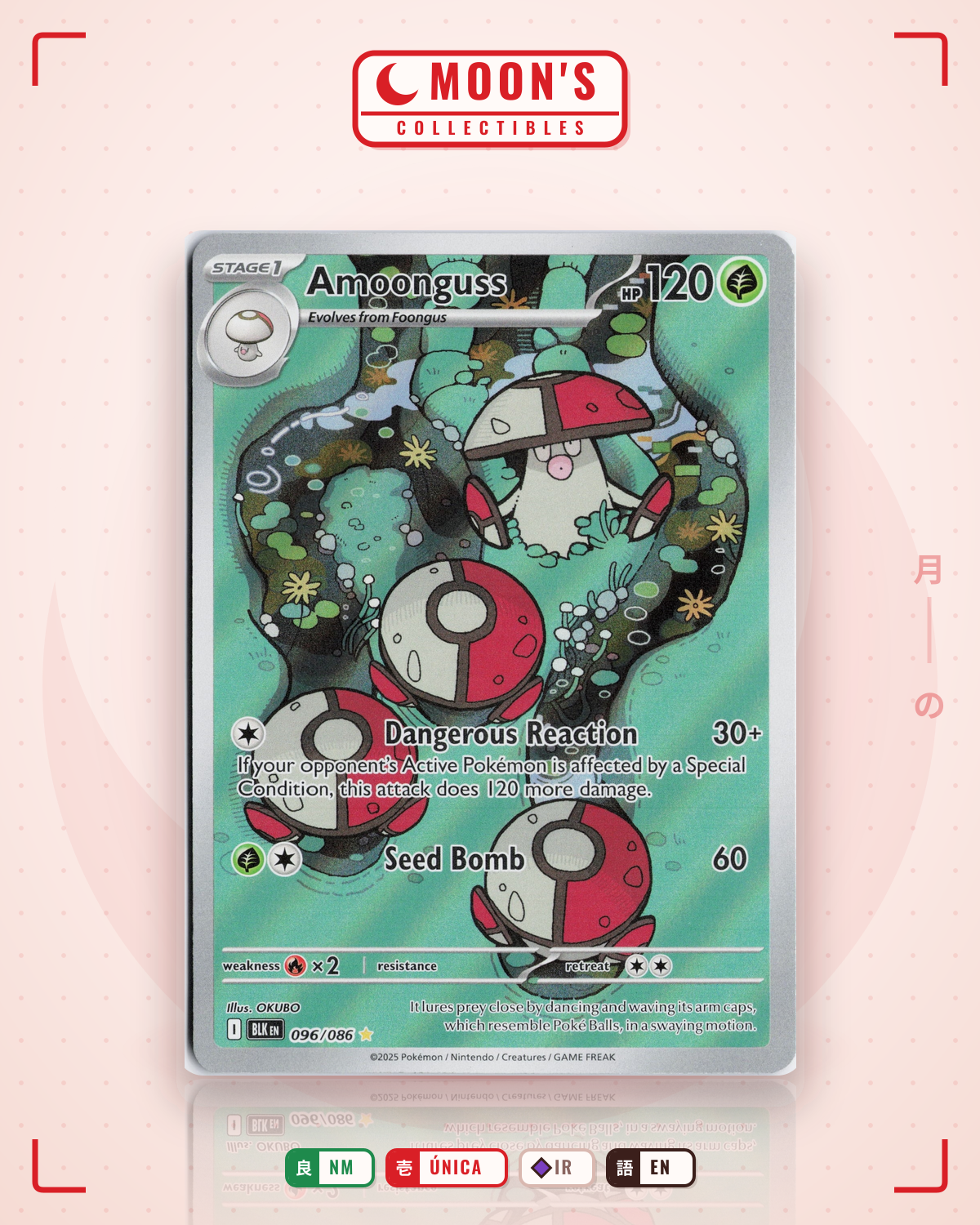 Carta Pokémon Amoonguss · Black Bolt #096/086 (NM) — pieza única en Moon's Collectibles México