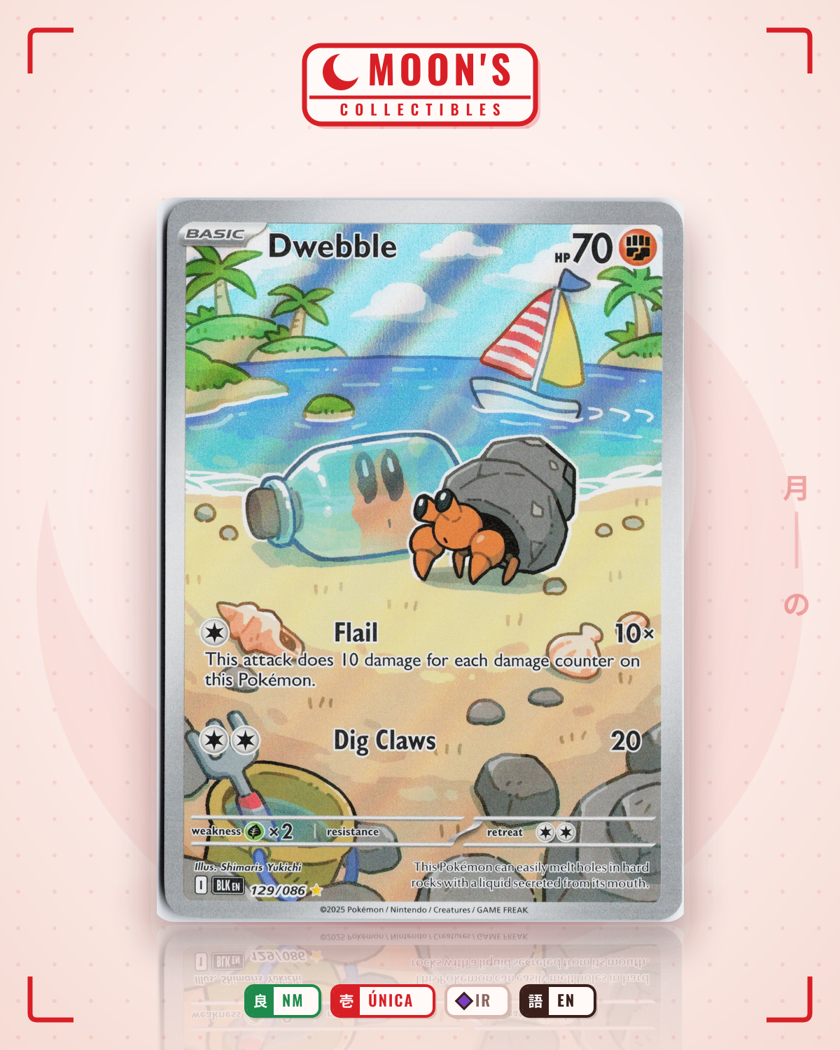 Carta Pokémon Dwebble · Black Bolt #129/086 (NM) — pieza única en Moon's Collectibles México