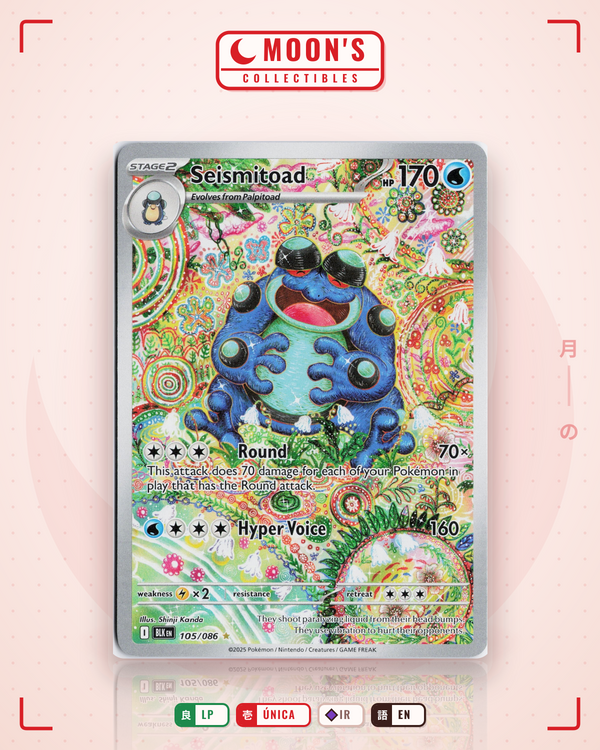 Carta Pokémon Seismitoad · Black Bolt #105/086 (LP) — pieza única en Moon's Collectibles México