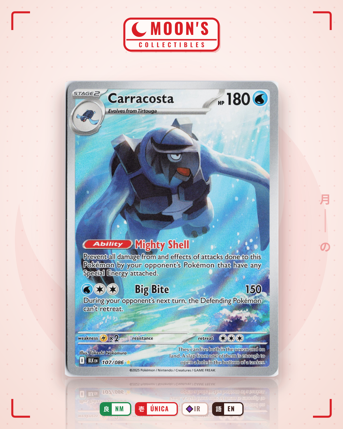 Carta Pokémon Carracosta · Black Bolt #107/086 (NM) — pieza única en Moon's Collectibles México