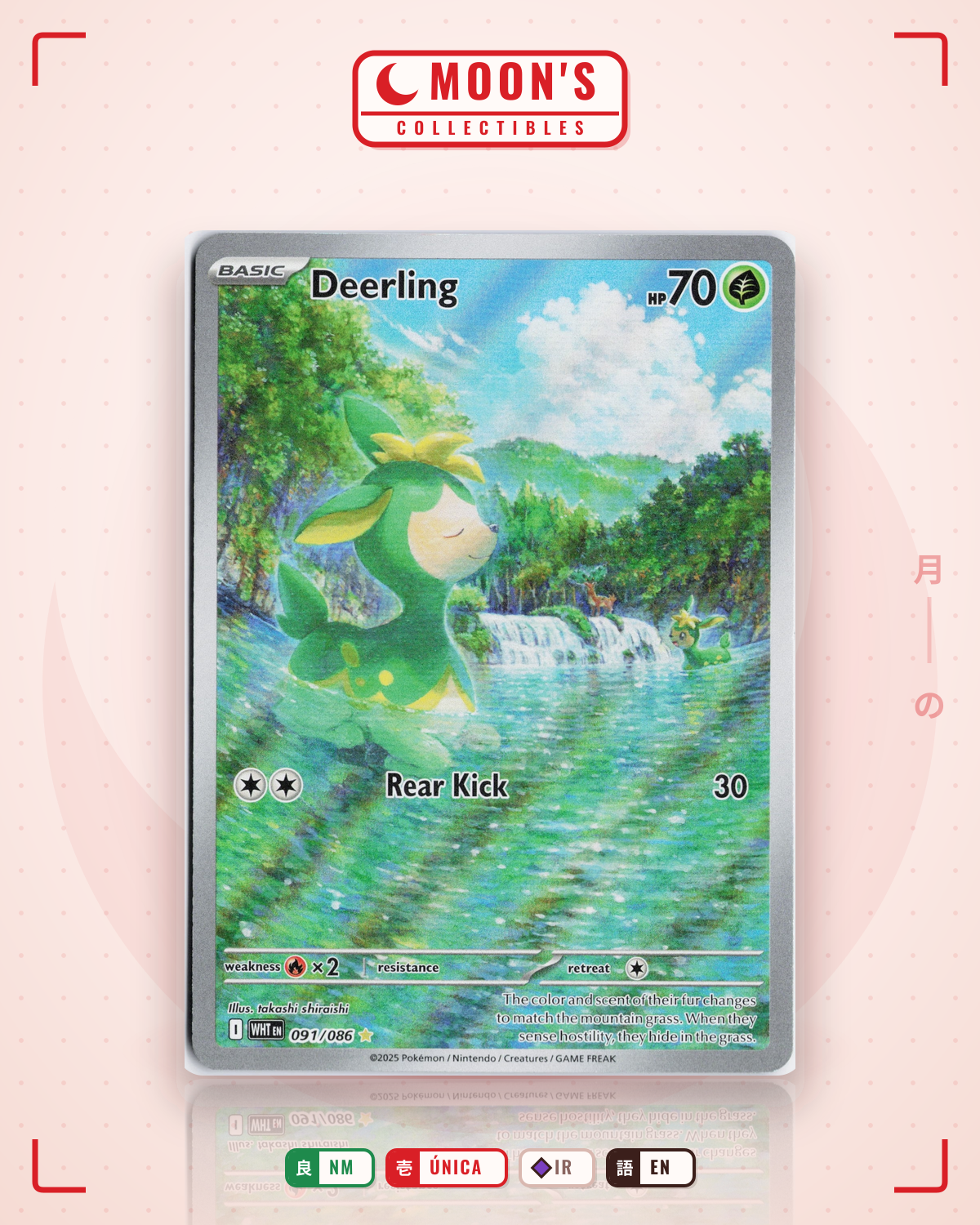 Carta Pokémon Deerling · White Flare #091/086 (NM) — pieza única en Moon's Collectibles México