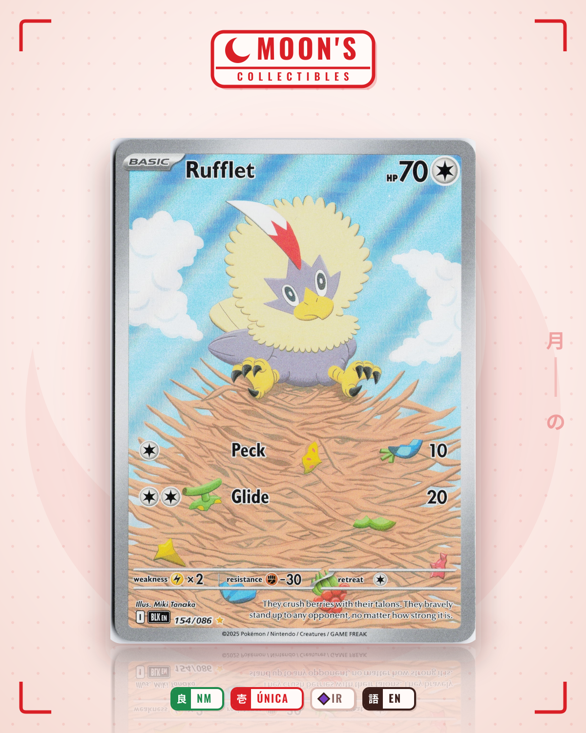 Carta Pokémon Rufflet · Black Bolt #154/086 (NM) — pieza única en Moon's Collectibles México