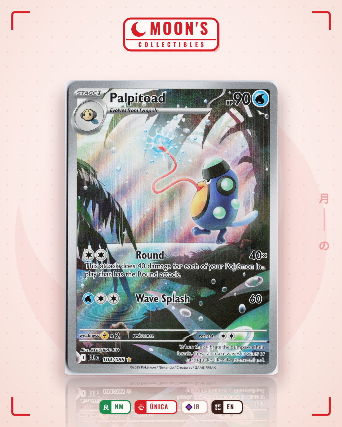 Carta Pokémon Palpitoad · Black Bolt #104/086 (NM) — pieza única en Moon's Collectibles México