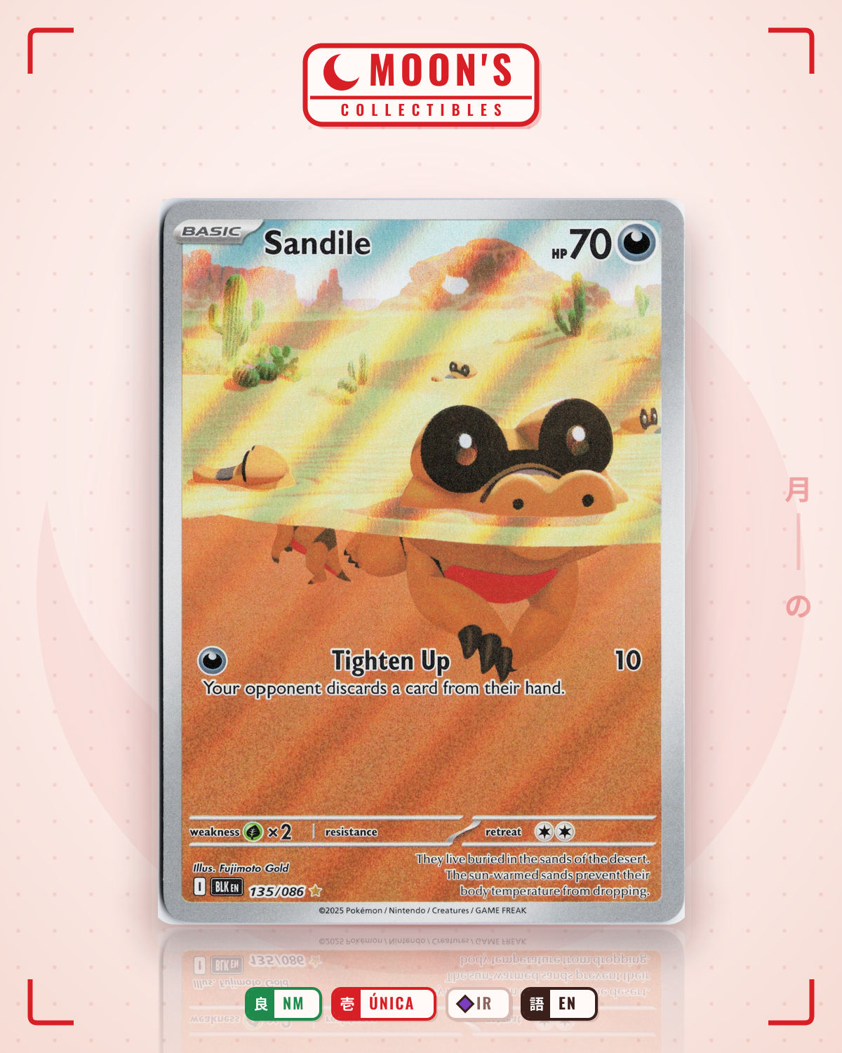 Carta Pokémon Sandile · Black Bolt #135/086 (NM) — pieza única en Moon's Collectibles México